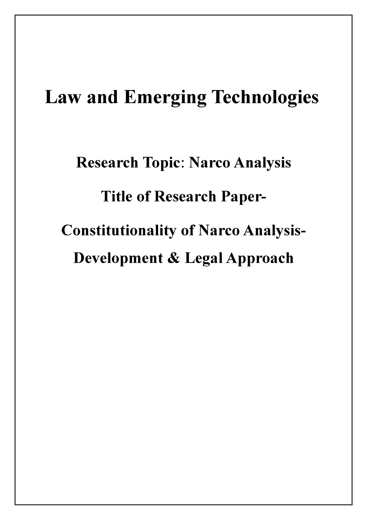 narco analysis research paper