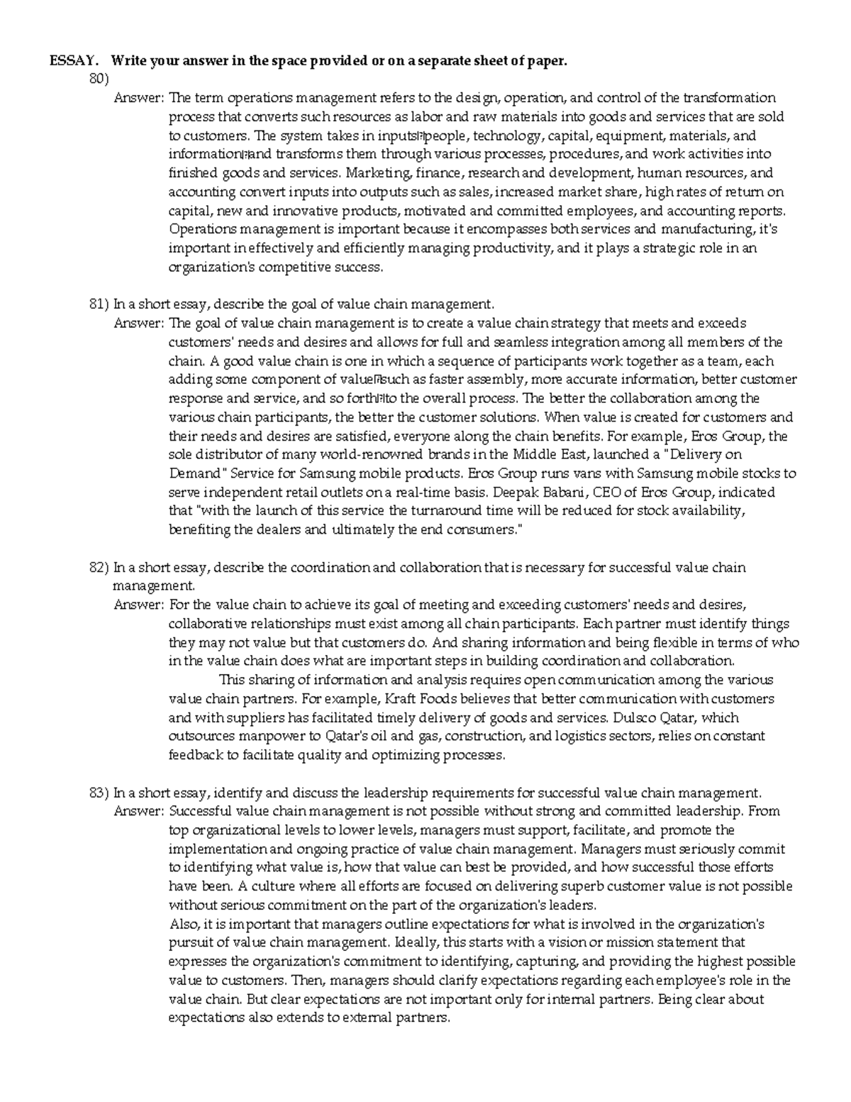 Chapter 18 Essay - ESSAY. Write your answer in the space provided or on ...