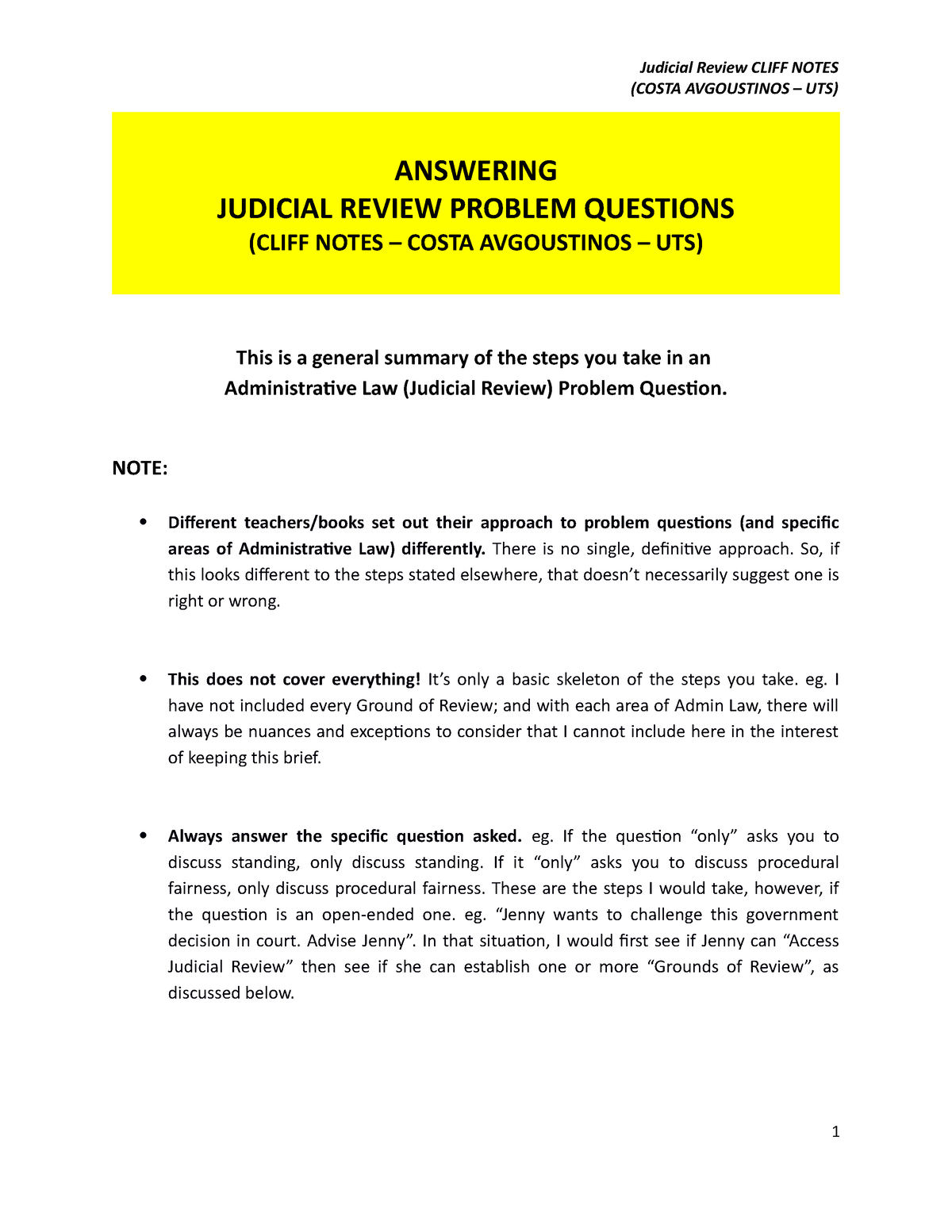 judicial-review-answer-list-notes-costa-avgoustinos-uts