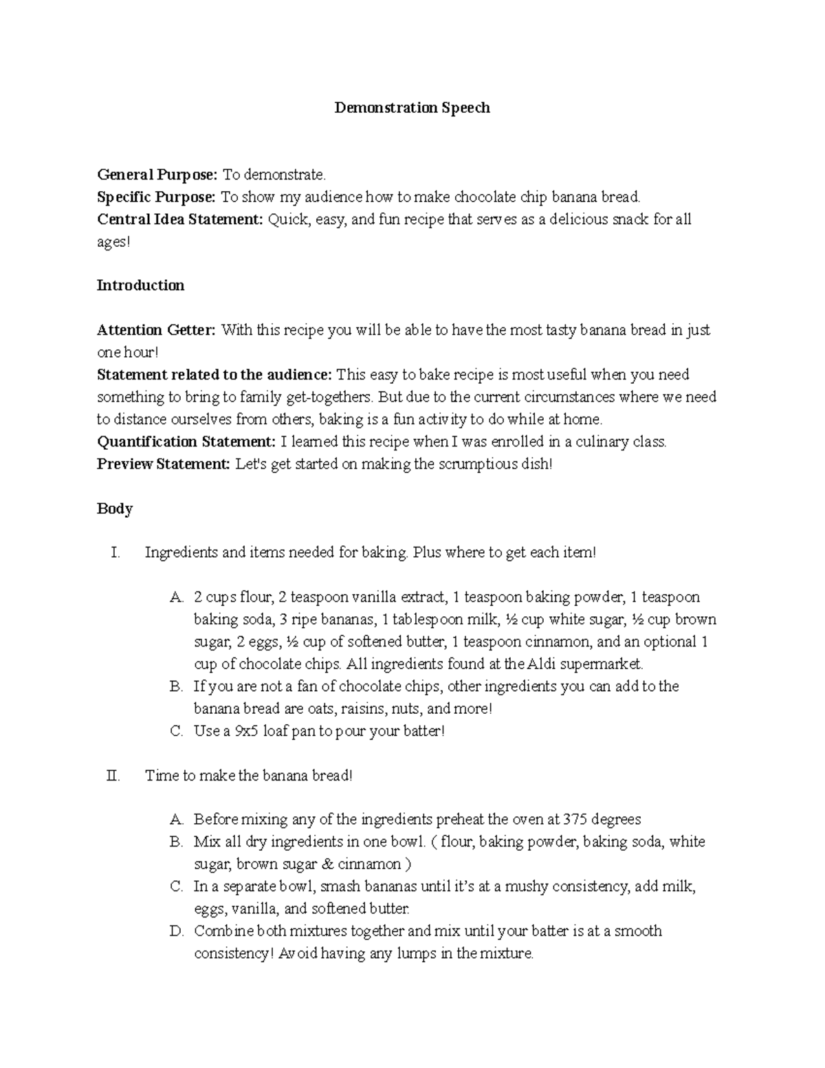 Demonstartion Speech Demonstration Speech General Purpose To