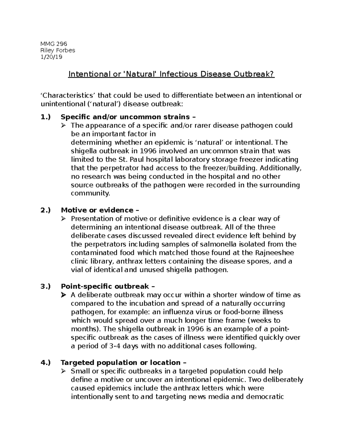 Bioterrorism - Intentional or 'Natural' Infectious Disease Outbreak ...