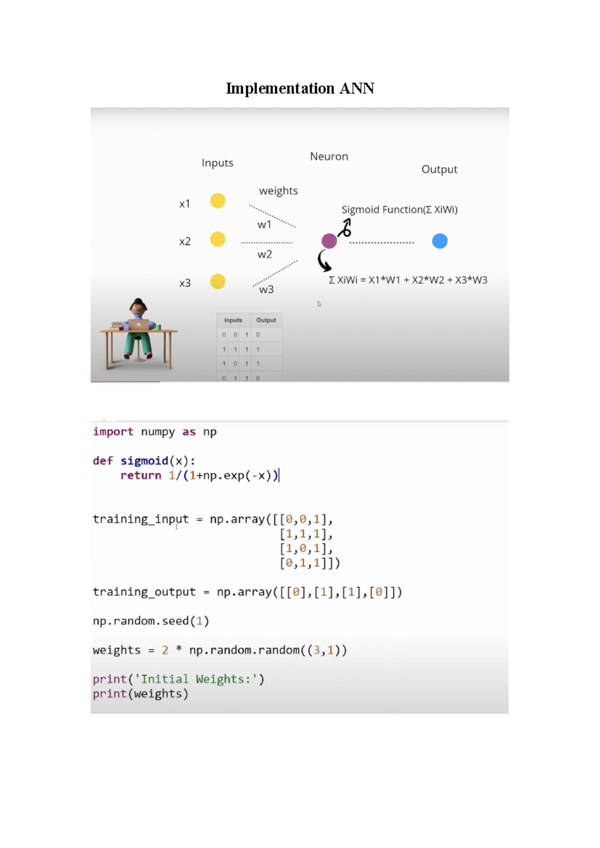 Implementation ANN - uprementatron ANN Neuron Inputs Output weights x1 ...
