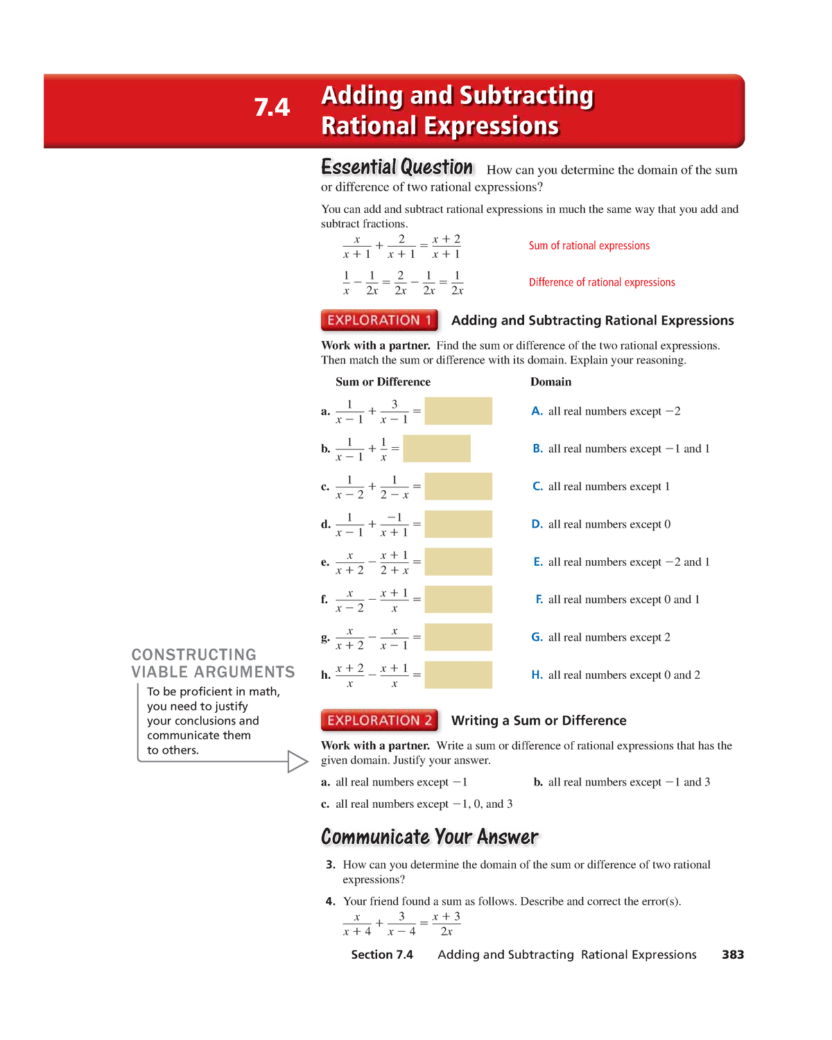 Alg2 Pe 07 04 - Solving - Section 7 Adding And Subtracting Rational ...