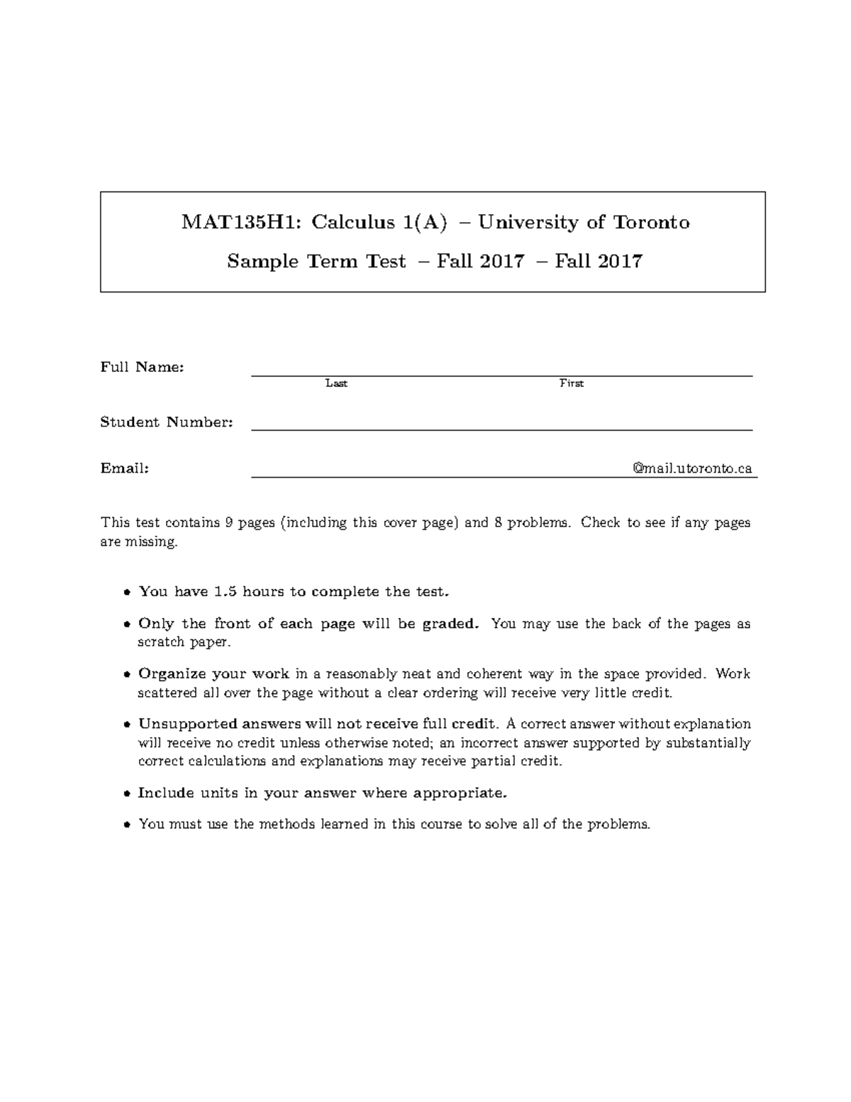 2018 F MR Part2 - Description is required - MAT135H1: Calculus 1(A ...
