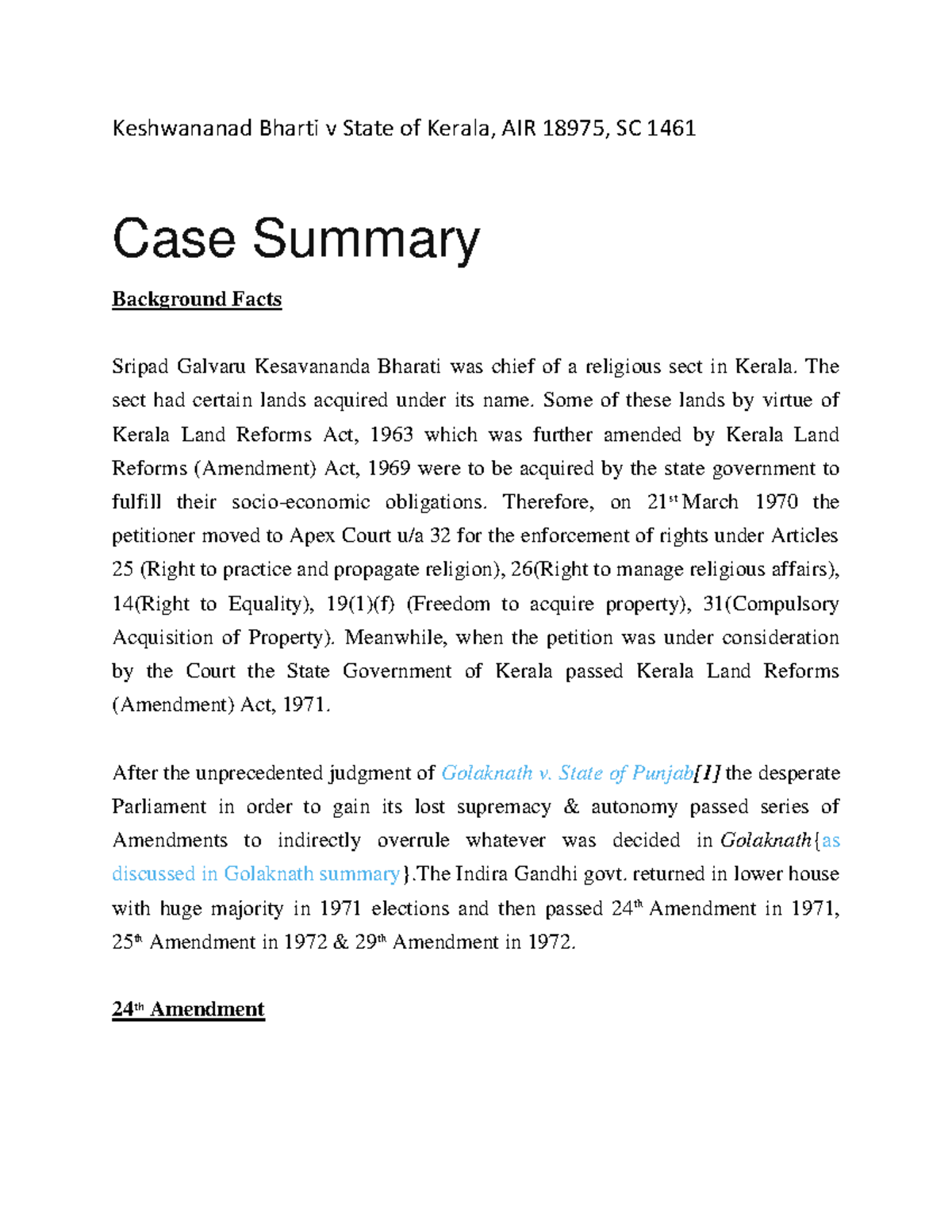 Kesavananda bharati 2025 case brief