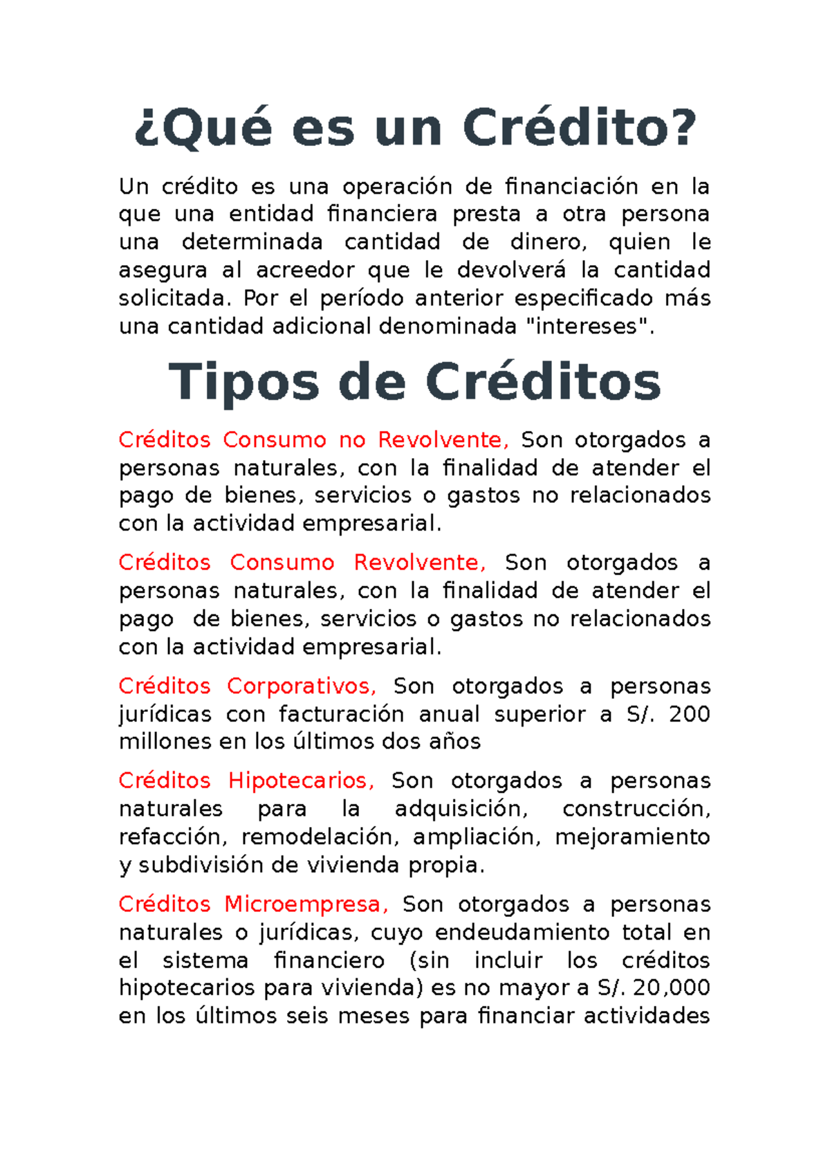 S11 - explicación del concepto y los tipos de créditos - ¿Qué es un ...