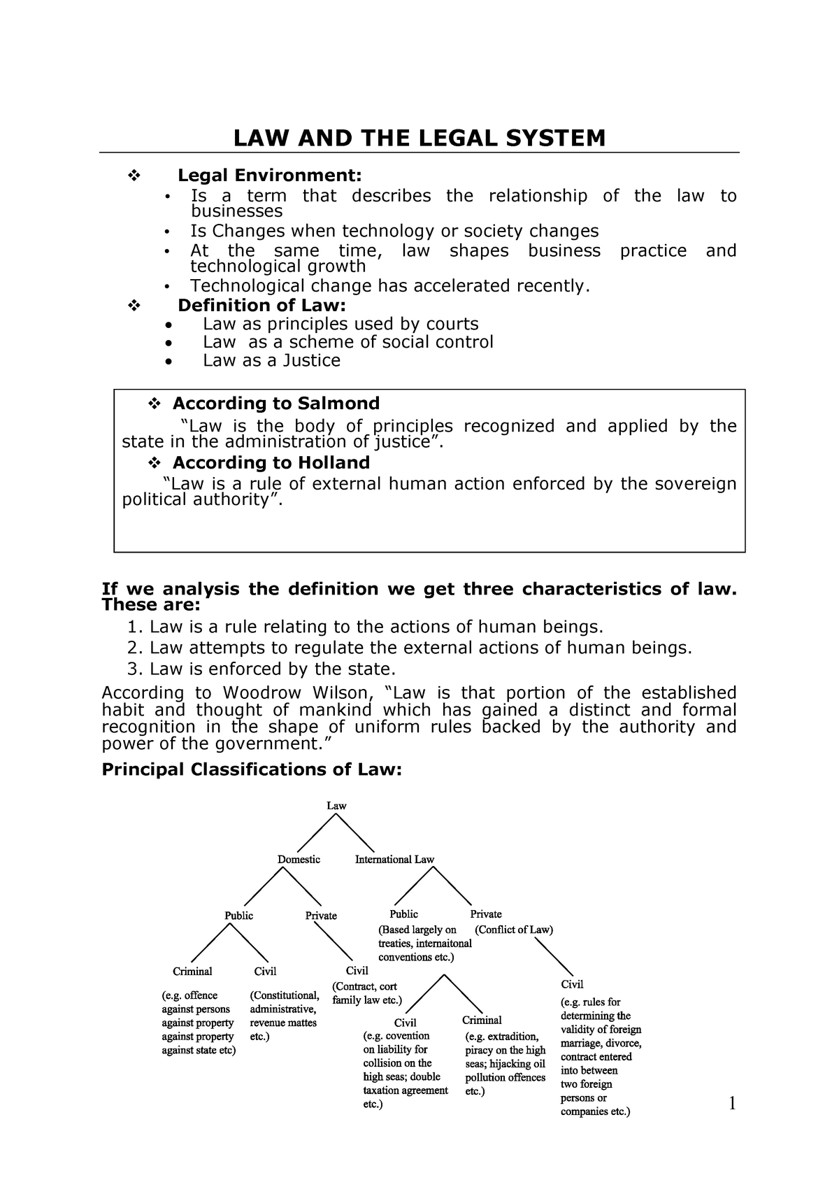 Law and Legal system - Lecture notes of Business law book written by ...