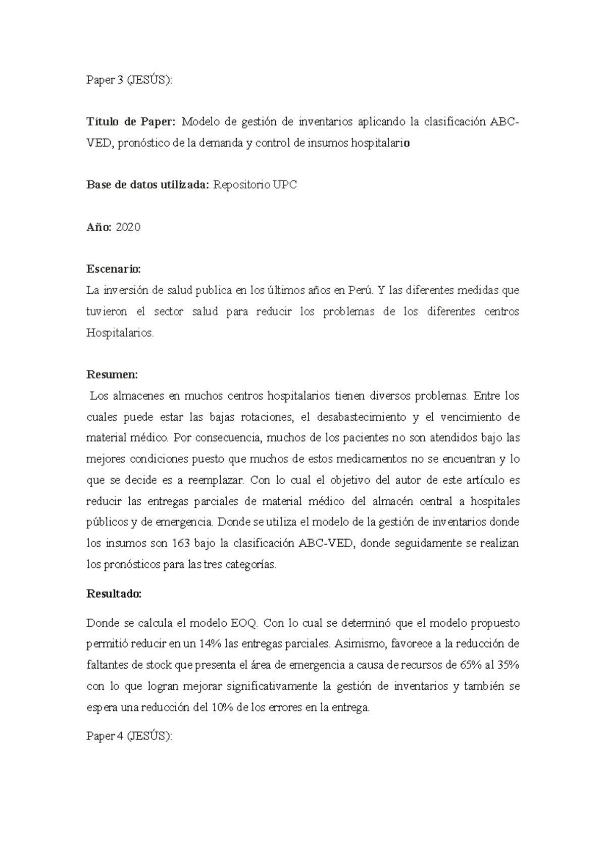 Papers de la TA 1 - Paper 3 (JESÚS): Título de Paper: Modelo de gestión ...