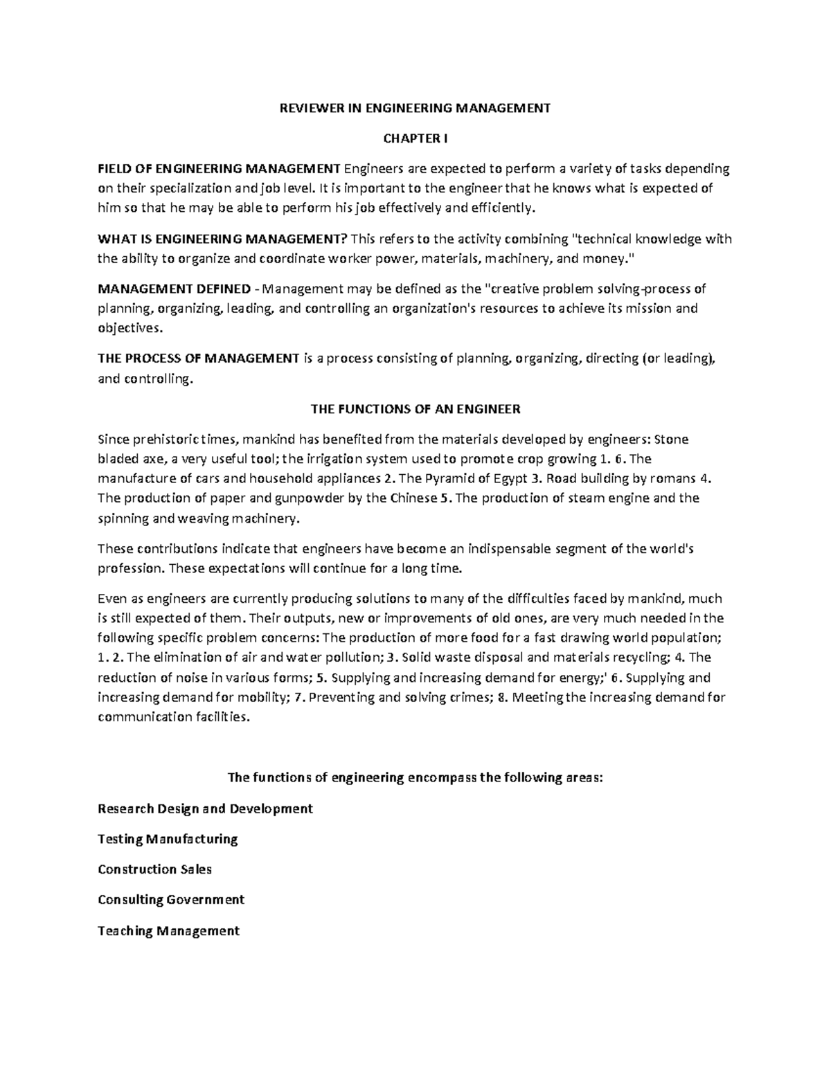 Reviewer IN Engineering Management - REVIEWER IN ENGINEERING MANAGEMENT ...