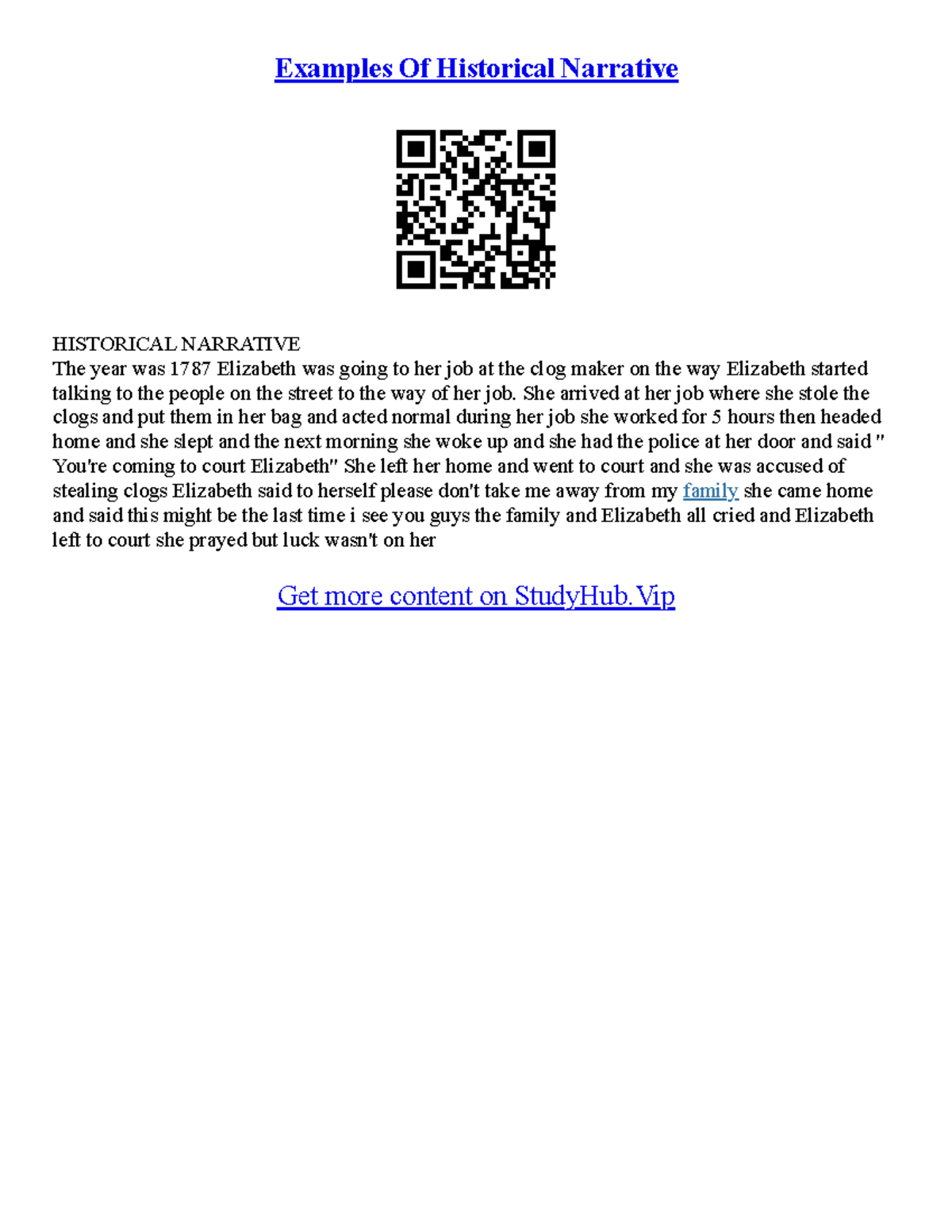 Simple Narrative Essay Example - Examples Of Historical Narrative ...