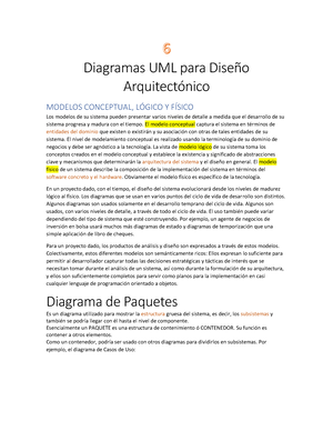 Documento de apoyo 6 sobre UML - Diagramas UML para Diseño Arquitectónico MODELOS  CONCEPTUAL, LÓGICO - Studocu