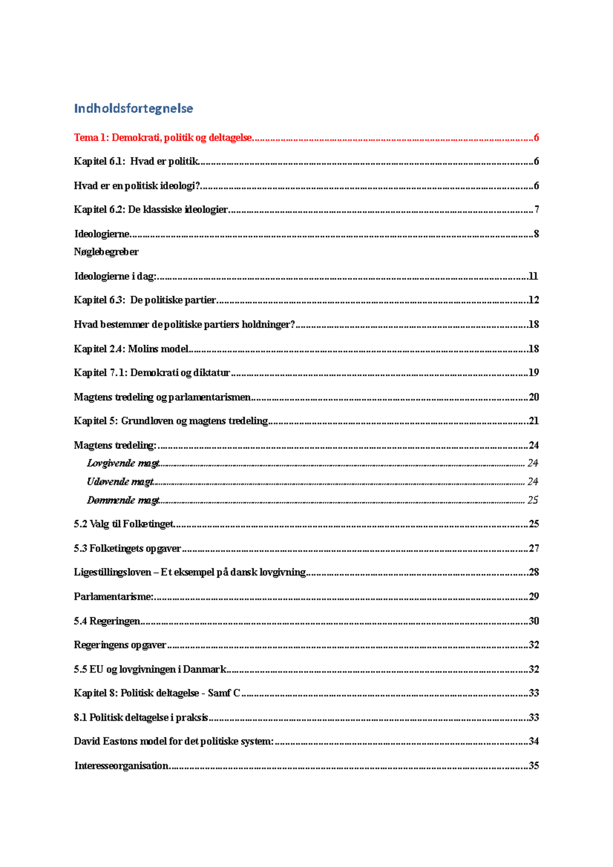 Samfundsfag C Noter - Indholdsfortegnelse Tema 1: Demokrati, Politik Og ...