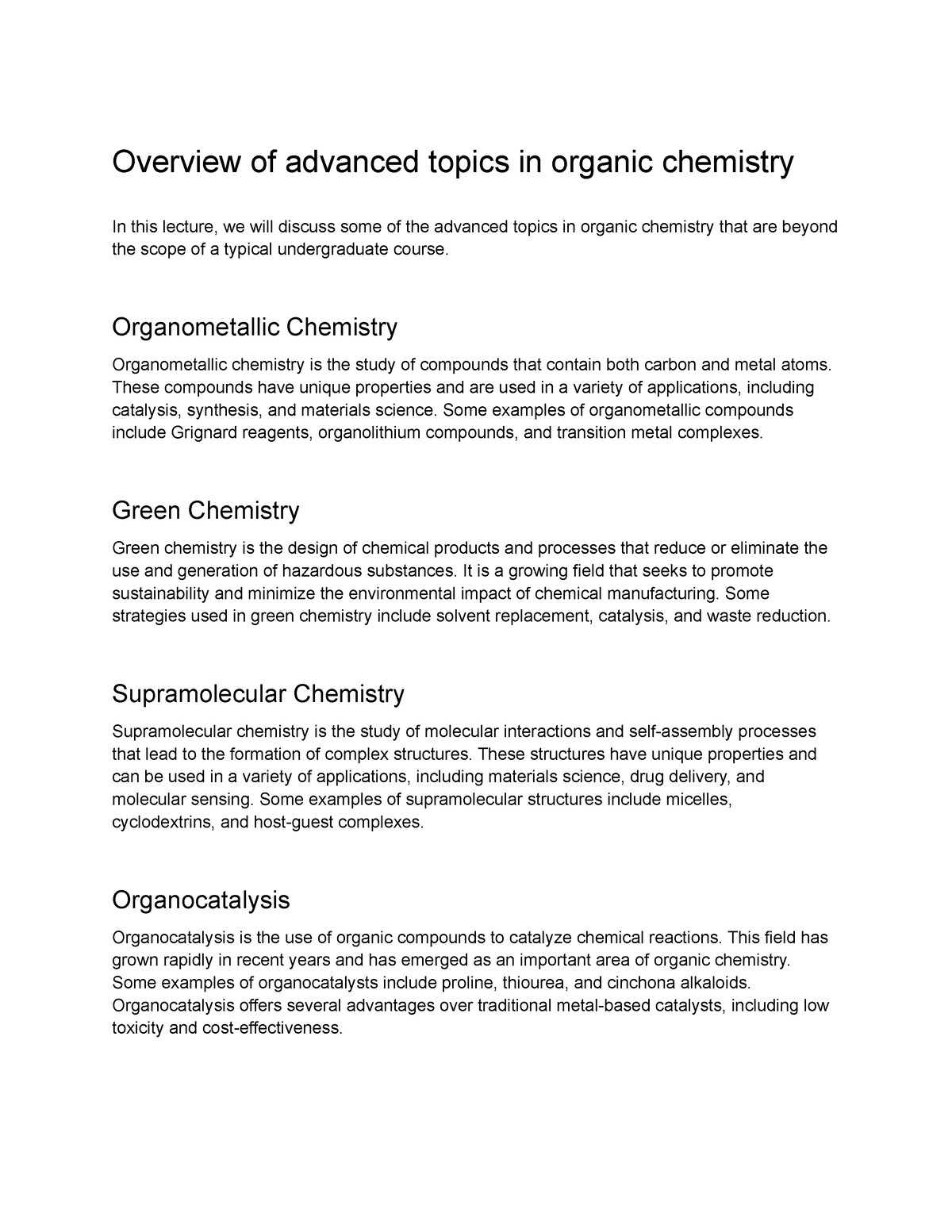 hot research topics in organic chemistry