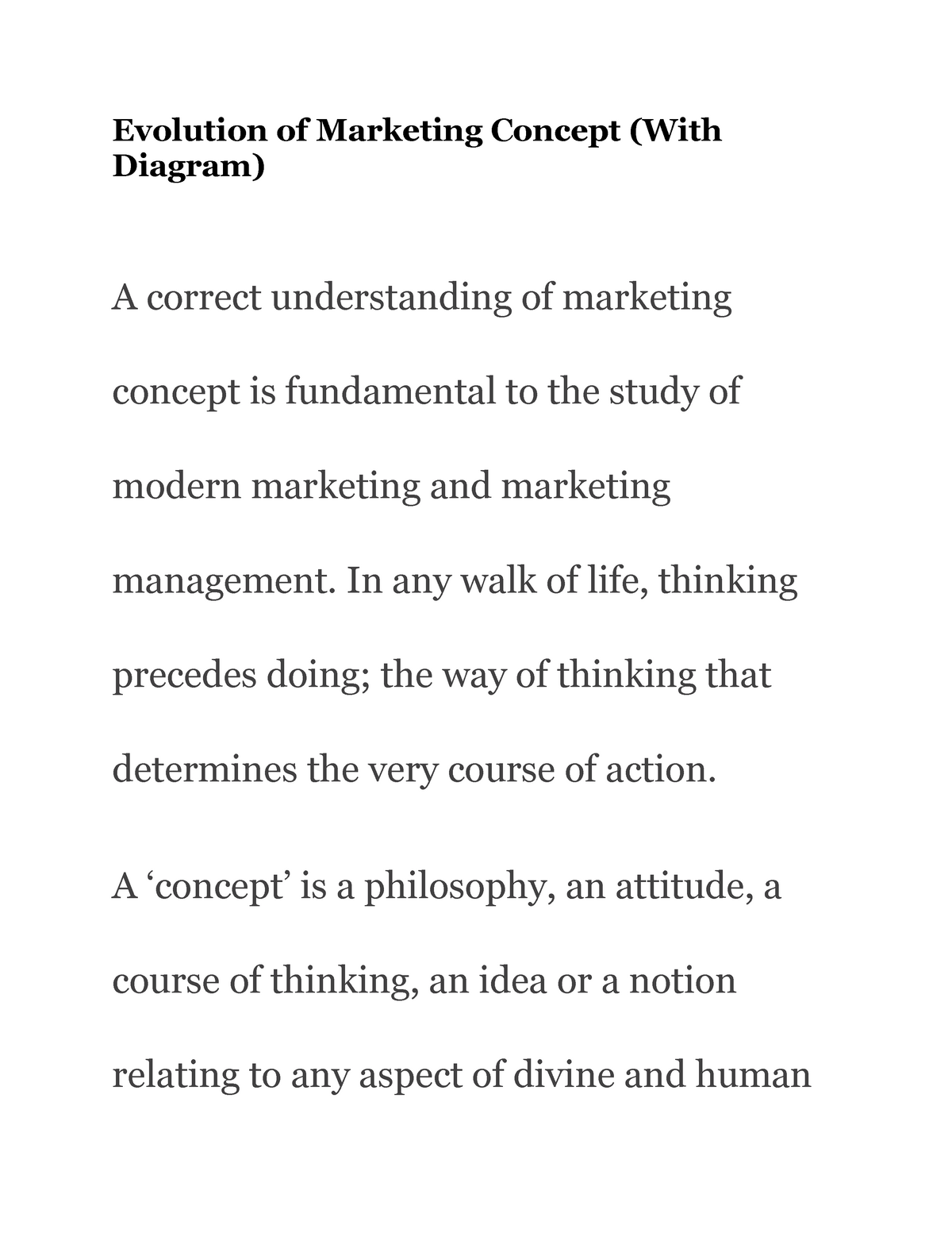 Evolution Of Marketing Concept - In Any Walk Of Life, Thinking Precedes ...