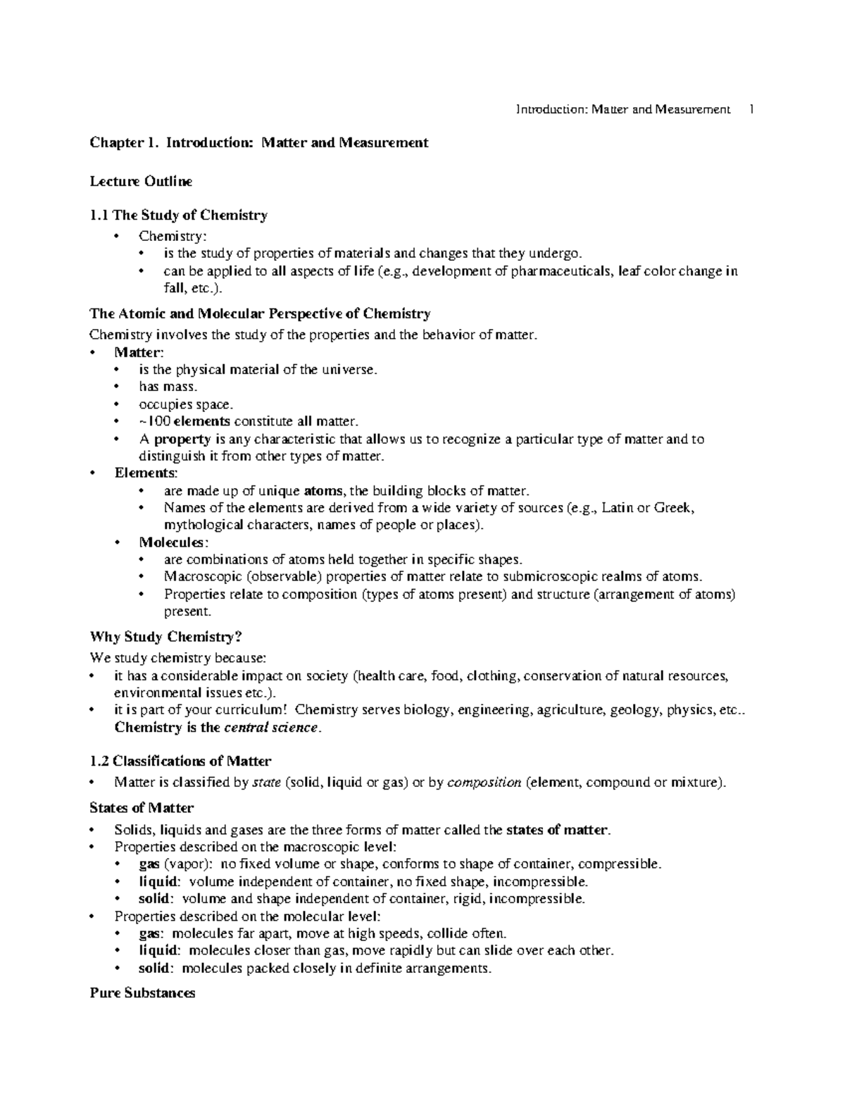 Chapter 1 Matter And Measurement - Chapter 1. Introduction: Matter And ...