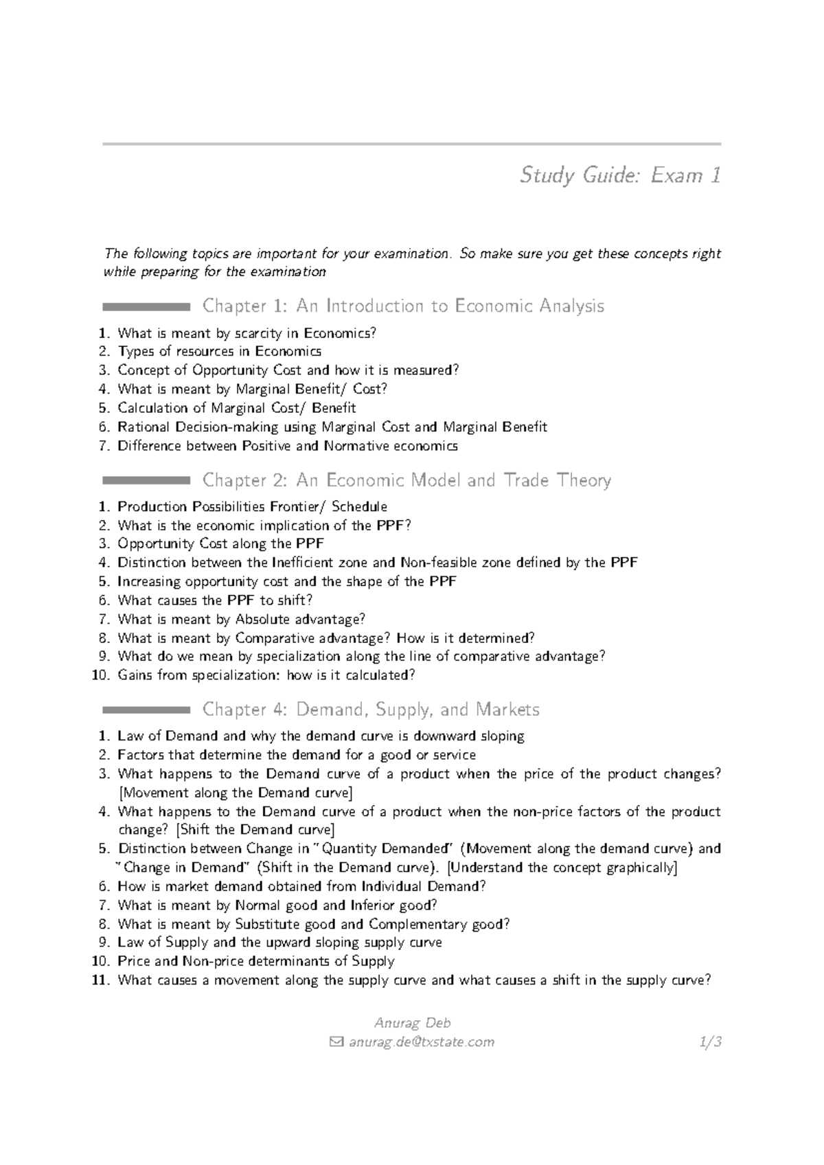 Study Guide Exam 1 - So make sure you get these concepts right while ...