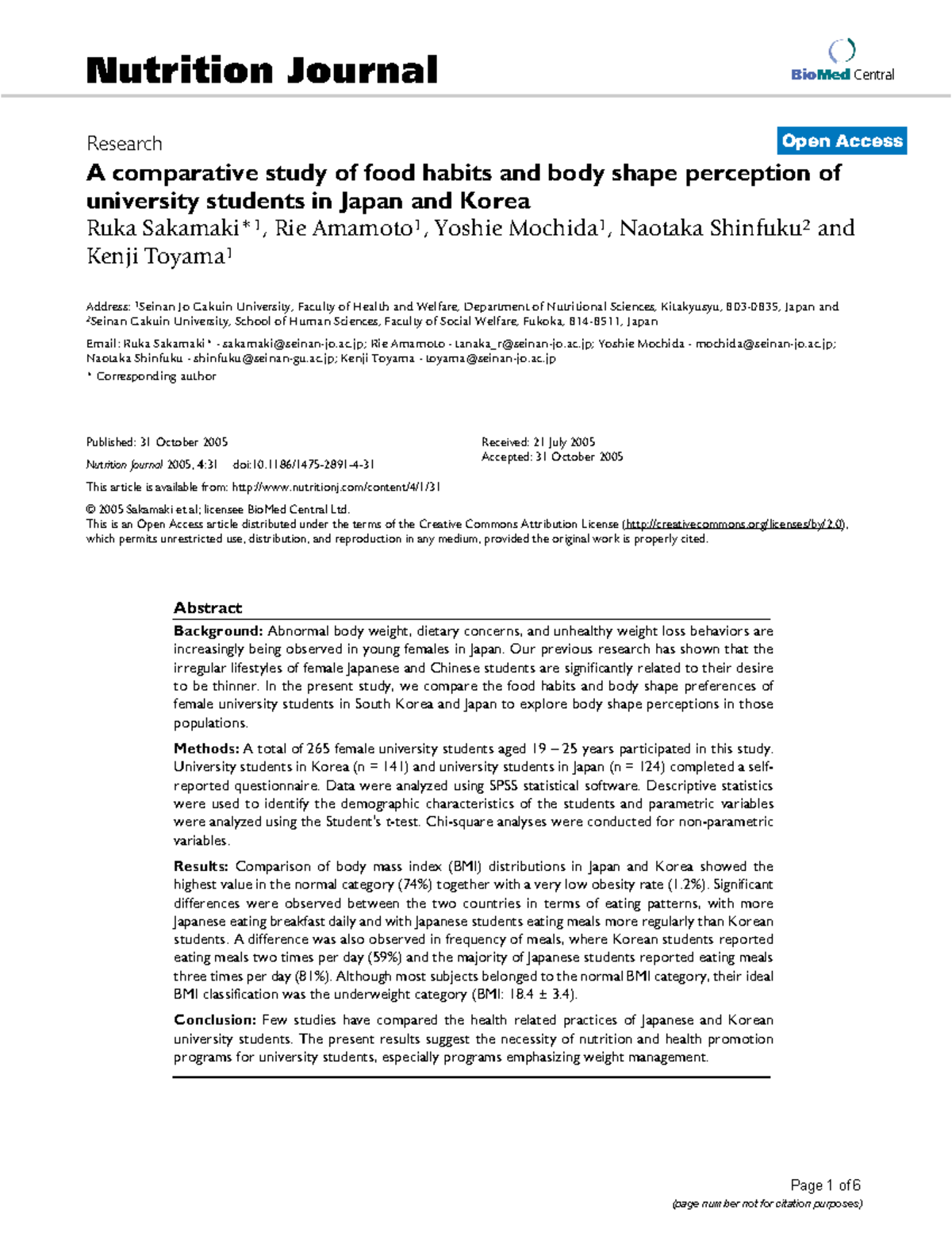 1475 2891 4 31 - BioMed Central Page 1 Of 6 Nutrition Journal Research ...