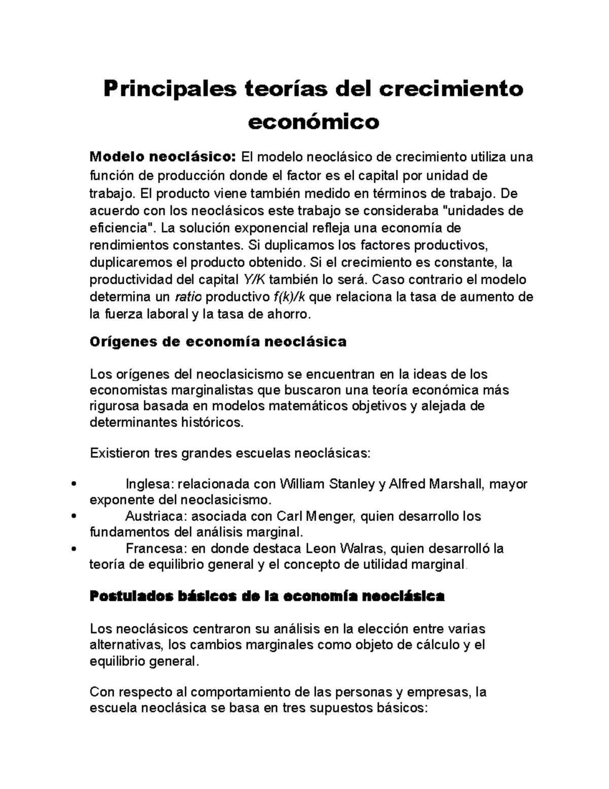 Principales Teorías Del Crecimiento Económico - Principales Teorías Del ...