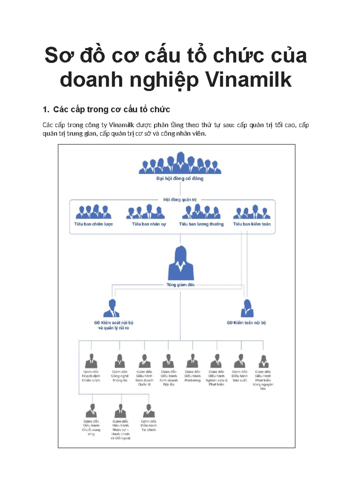 Hệ thống quản trị của vinamilk - Quản trị học - Sơ đồ cơ cấu tổ chức ...