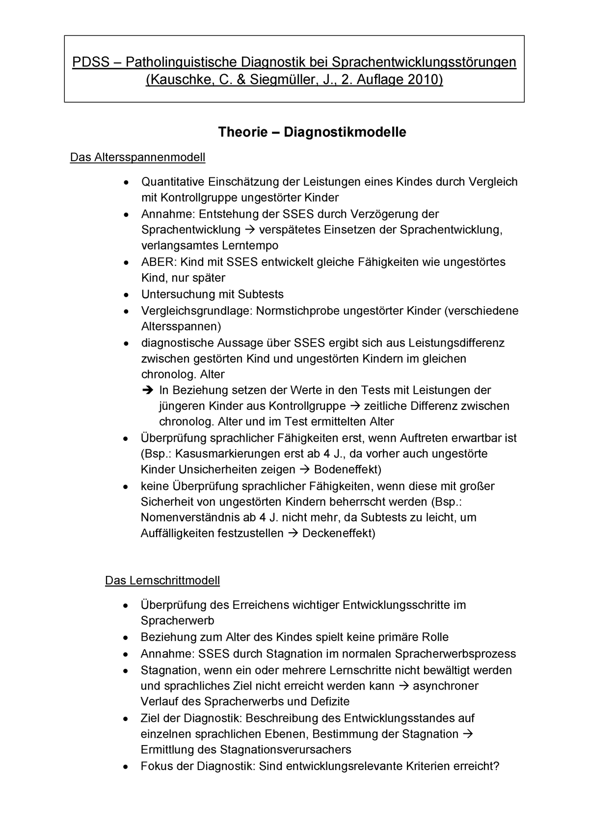 Handout PDSS - (Kauschke, C. & Siegmüller, J ., 2. Auflage 2010 ...