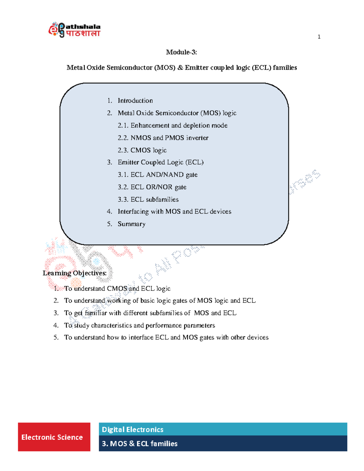 1459848867 et03 - Learning Objectives: 1. To understand CMOS and ECL ...