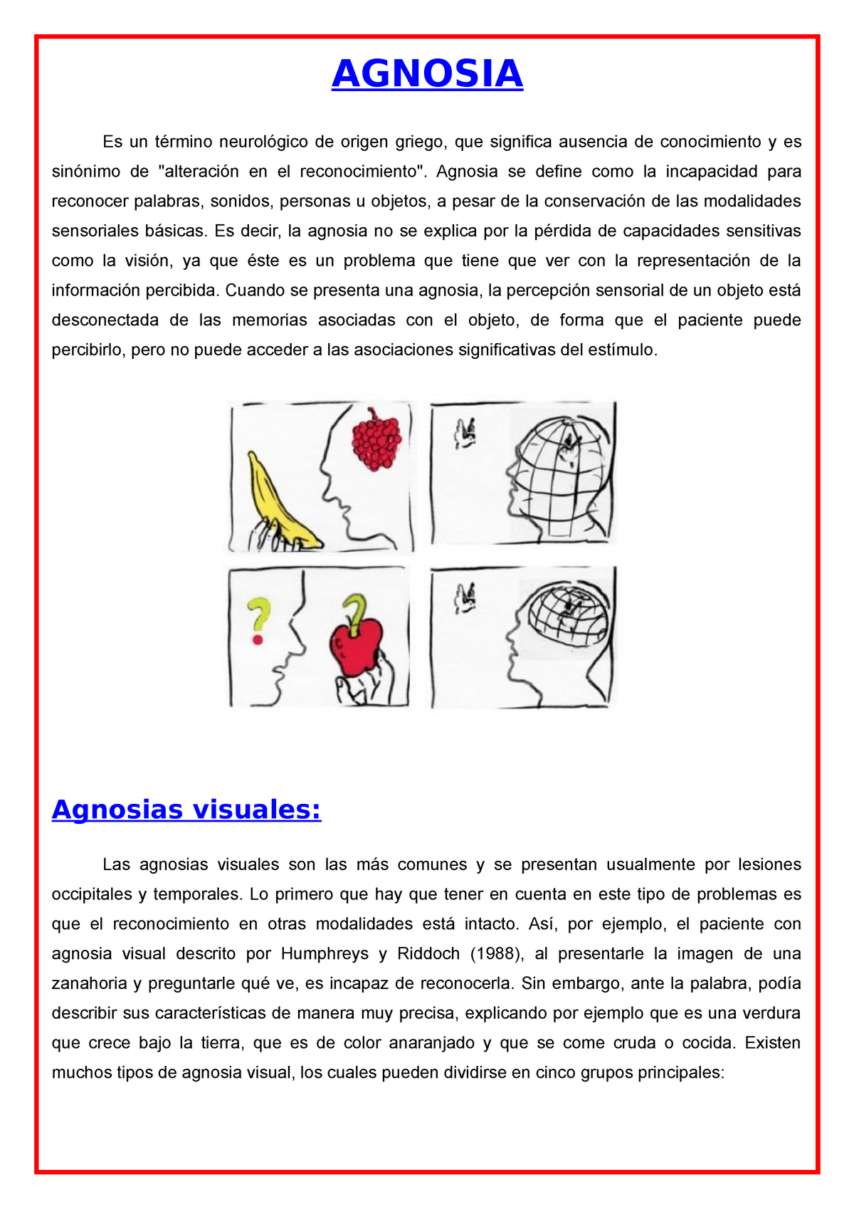 Agnosia: un trastorno neurológico que hace que confundas la información