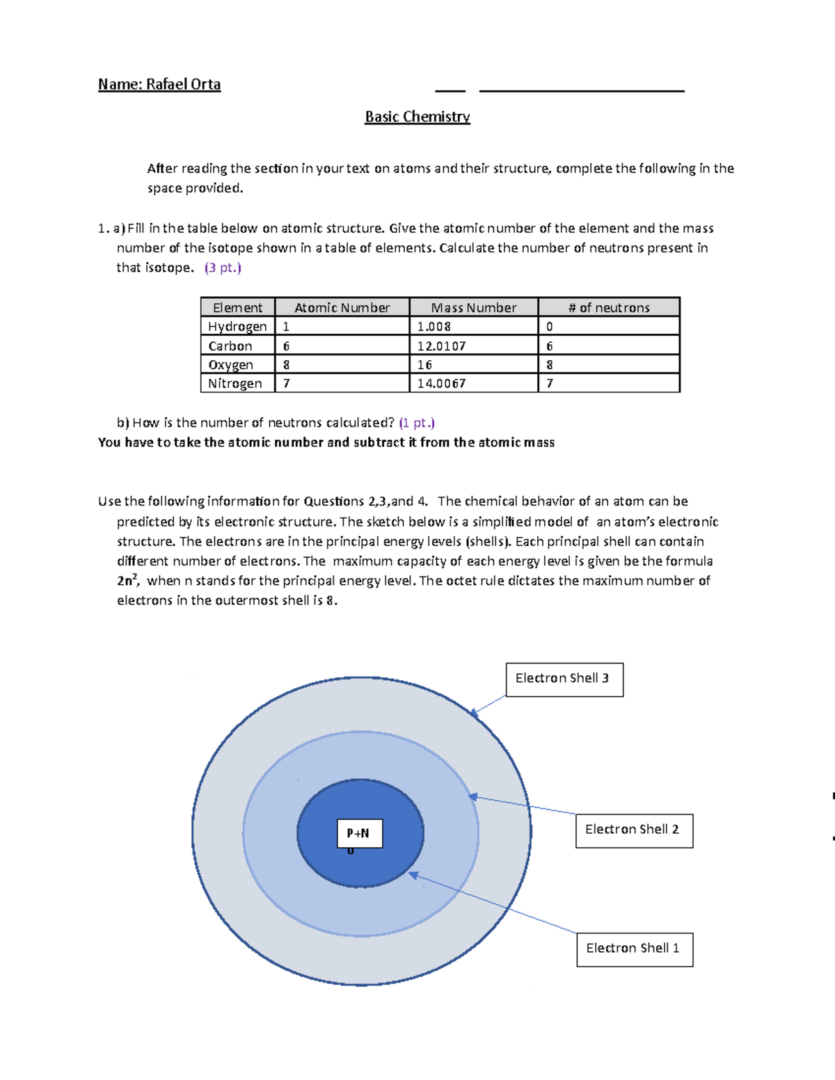 Assignment 2 - Basic Chemistry - Name: Rafael Orta Basic Chemistry ...