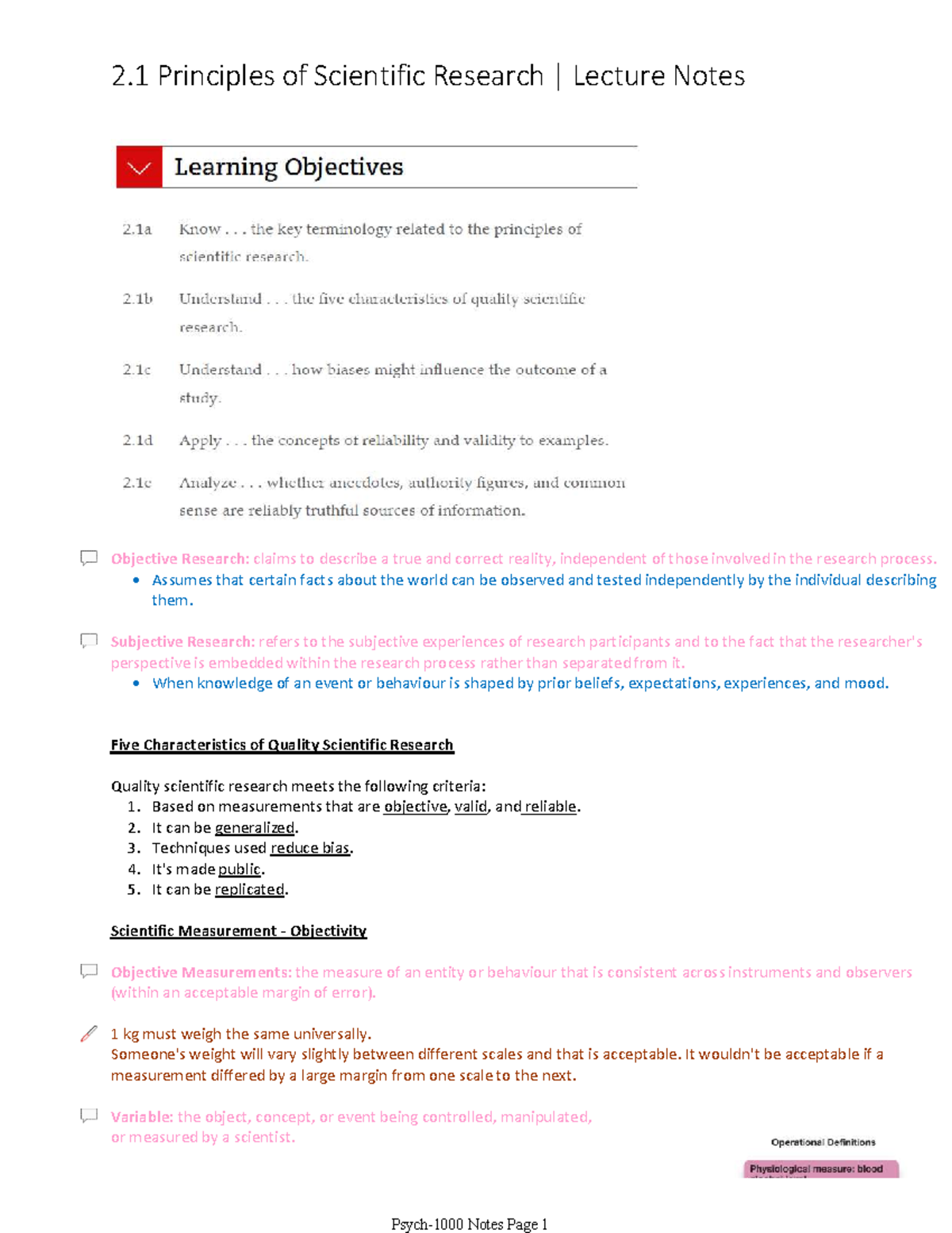 2.1 Principles of Scientific Research - PSYC-1000 - U of W - Studocu