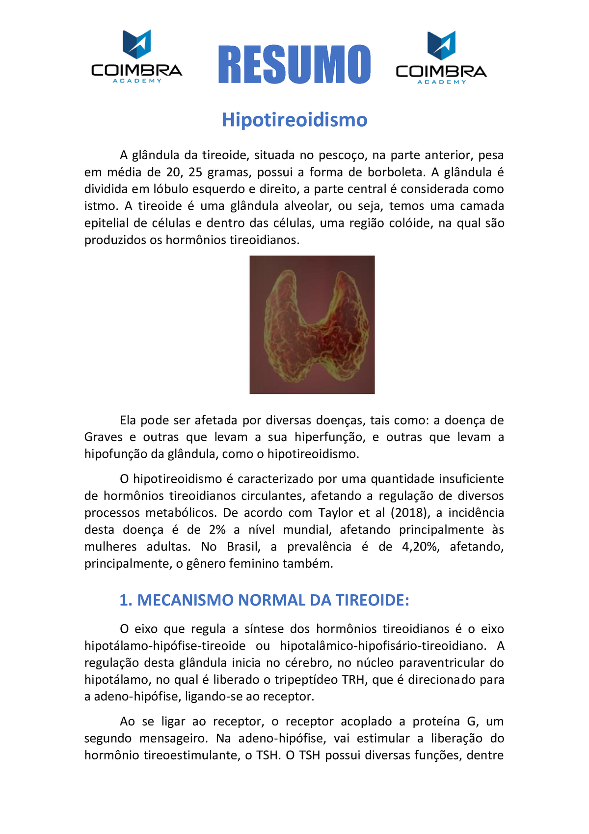 Resumo Hipotireoidismo - Masterclass Nutrição Clínica - Hipotireoidismo ...