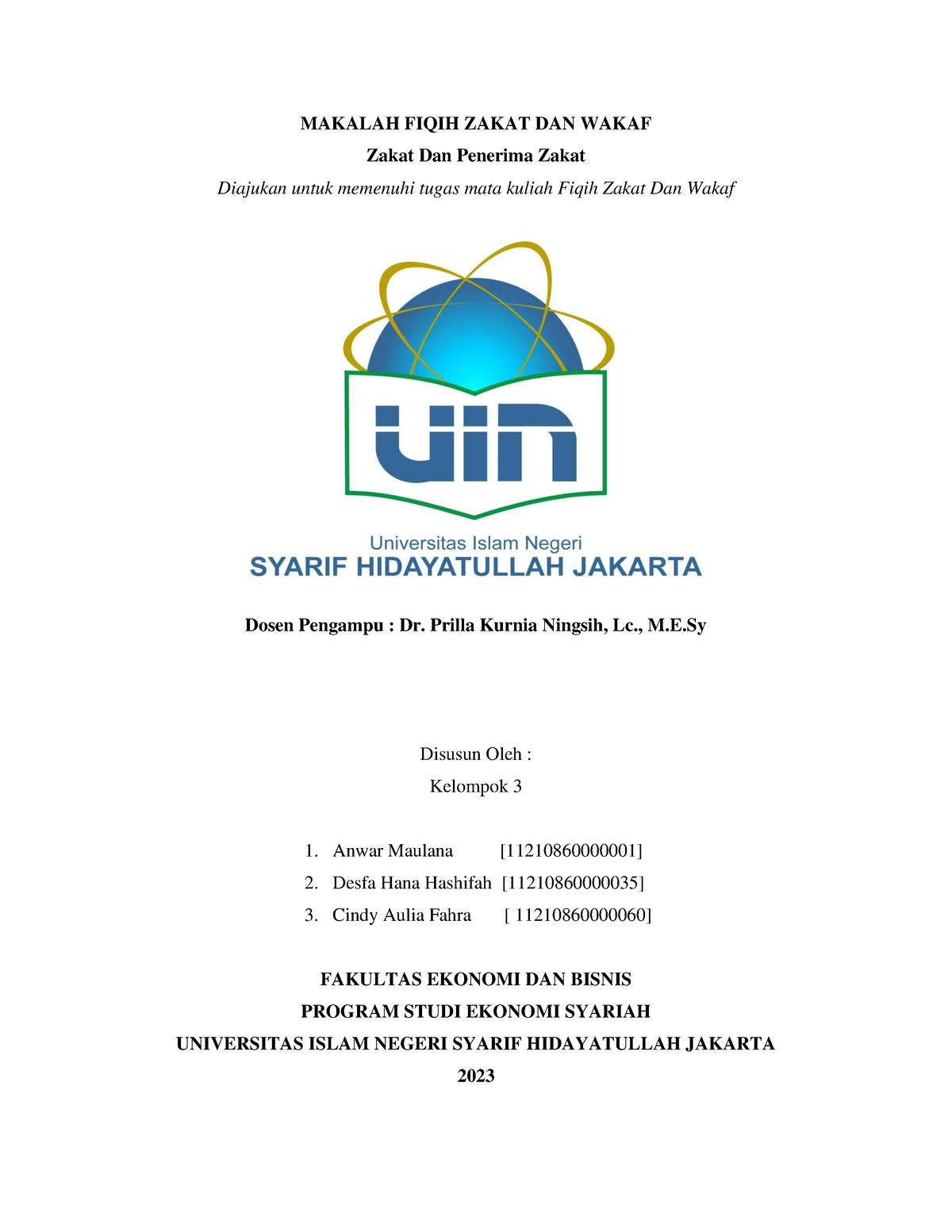 Kelompok 3- Zakat DAN Penerima Zakat - MAKALAH FIQIH ZAKAT DAN WAKAF ...