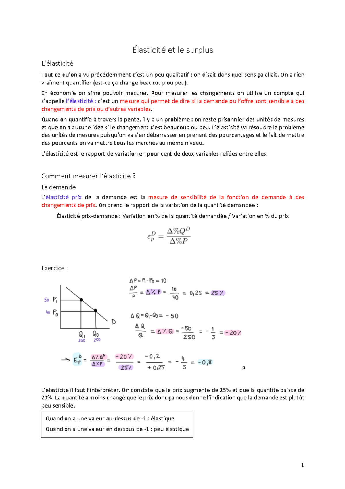 Elasticite et Surplus - Élasticité et le surplus L’élasticité Tout ce ...
