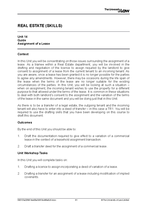 RE WS1 - Workshop 1 Notes - TAKING INSTRUCTIONS Real Estate Real Estate ...