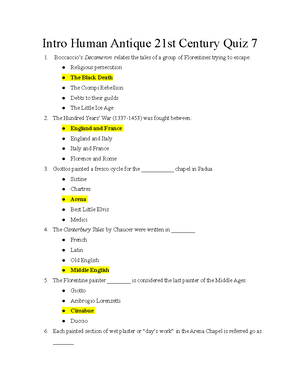 HUM2020 Intro Human- Antiq-21st Century Quiz #5 - HUM2020_Intro Human ...