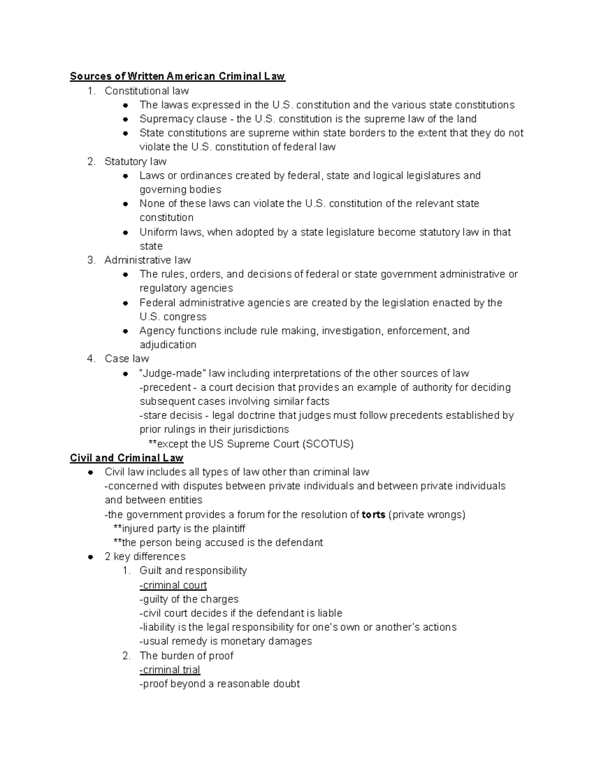 Chapter 3 Criminal Law Sources Of Written American Criminal Law 1 Constitutional Law The 7357