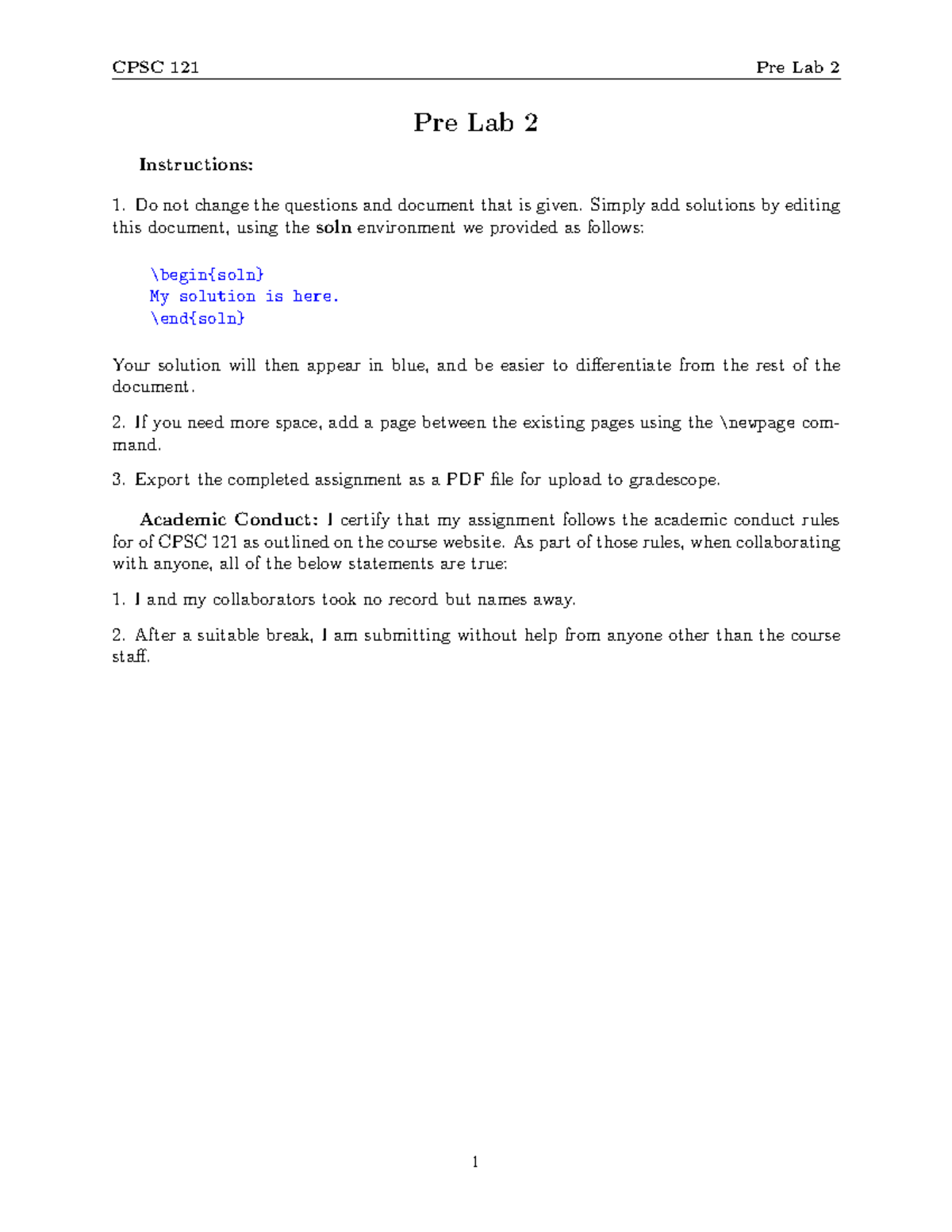 CPSC 121 Pre Lab 02 Submission - Pre Lab 2 Instructions: Do not change ...