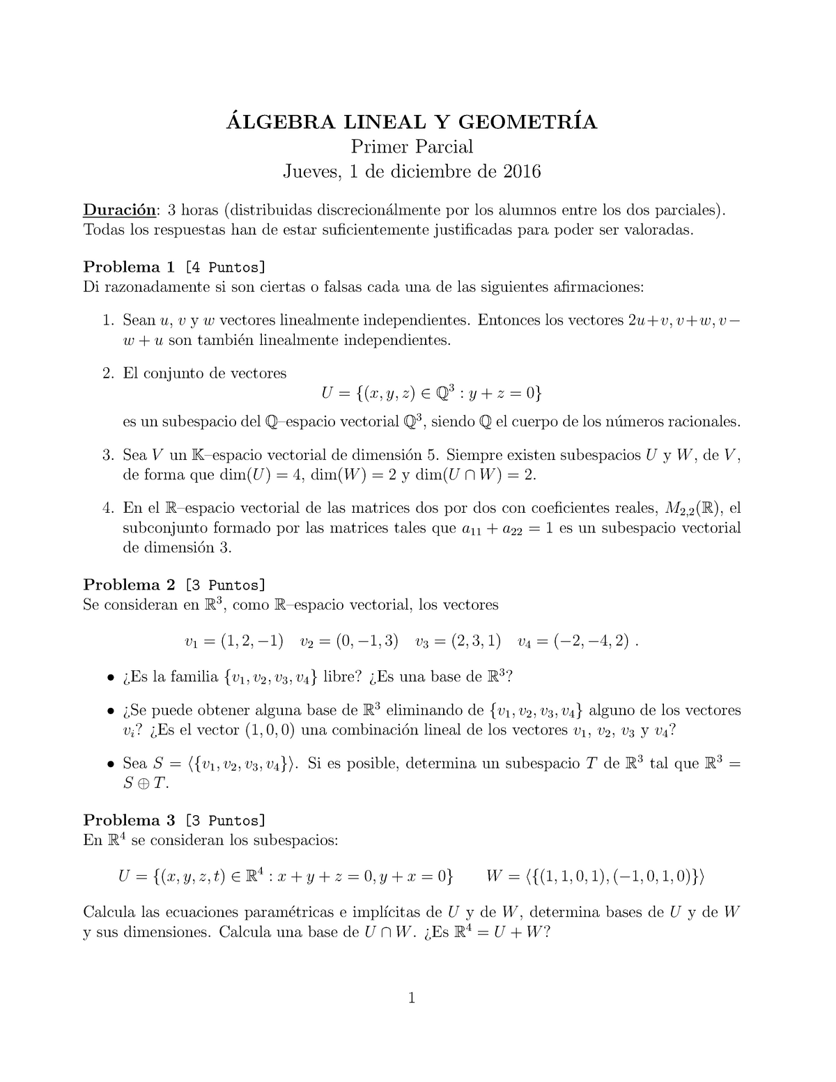 Examen Algebra Lineal Nov16 1p Studocu