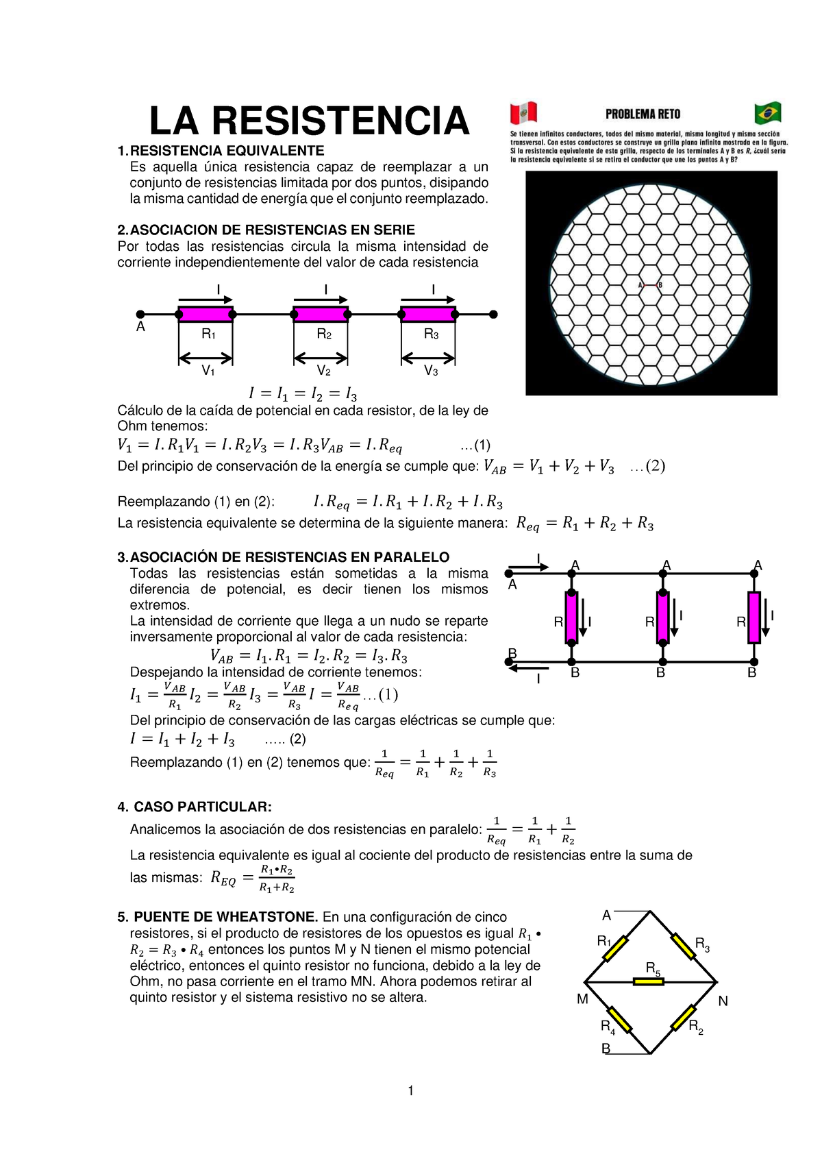 Fisica Semana 8 - Resistencia, Lectura Obligatoria - LA RESISTENCIA 1 ...