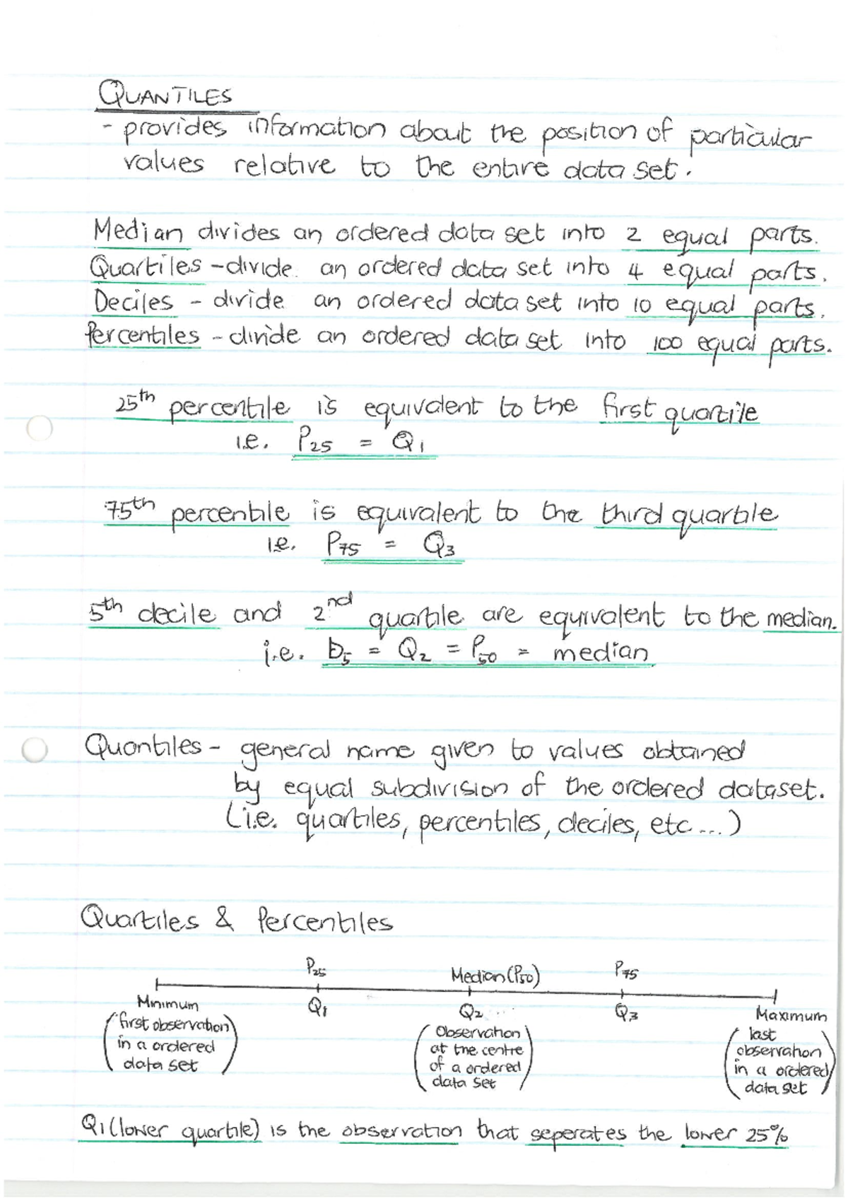 Chapter 3 Part 2 (quantiles) - QUANTILES provides information about the ...