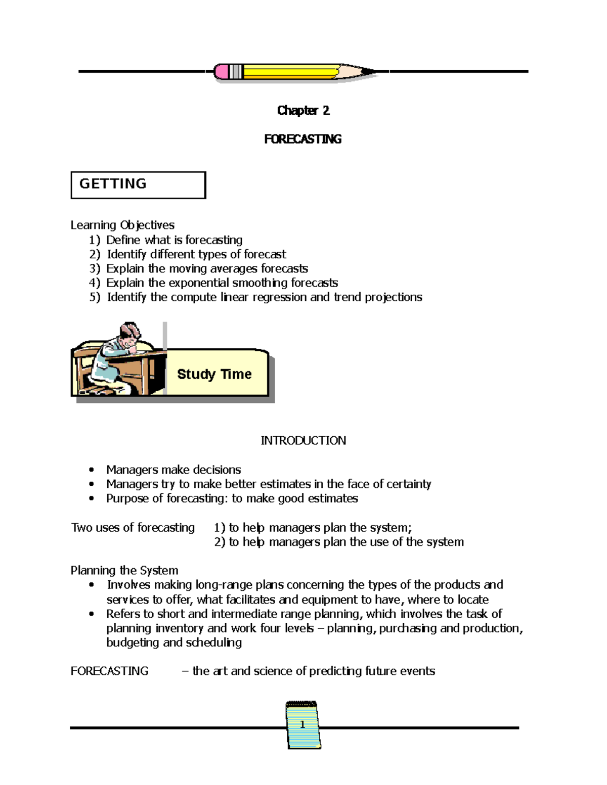 MGT 3 Chapter 2 Forecasting Group 1 - Chapter 2 FORECASTING Learning ...