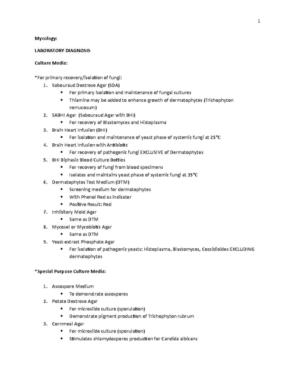 Lecture-02-Culture-Media clinical bacteriology - 1 Mycology: LABORATORY ...