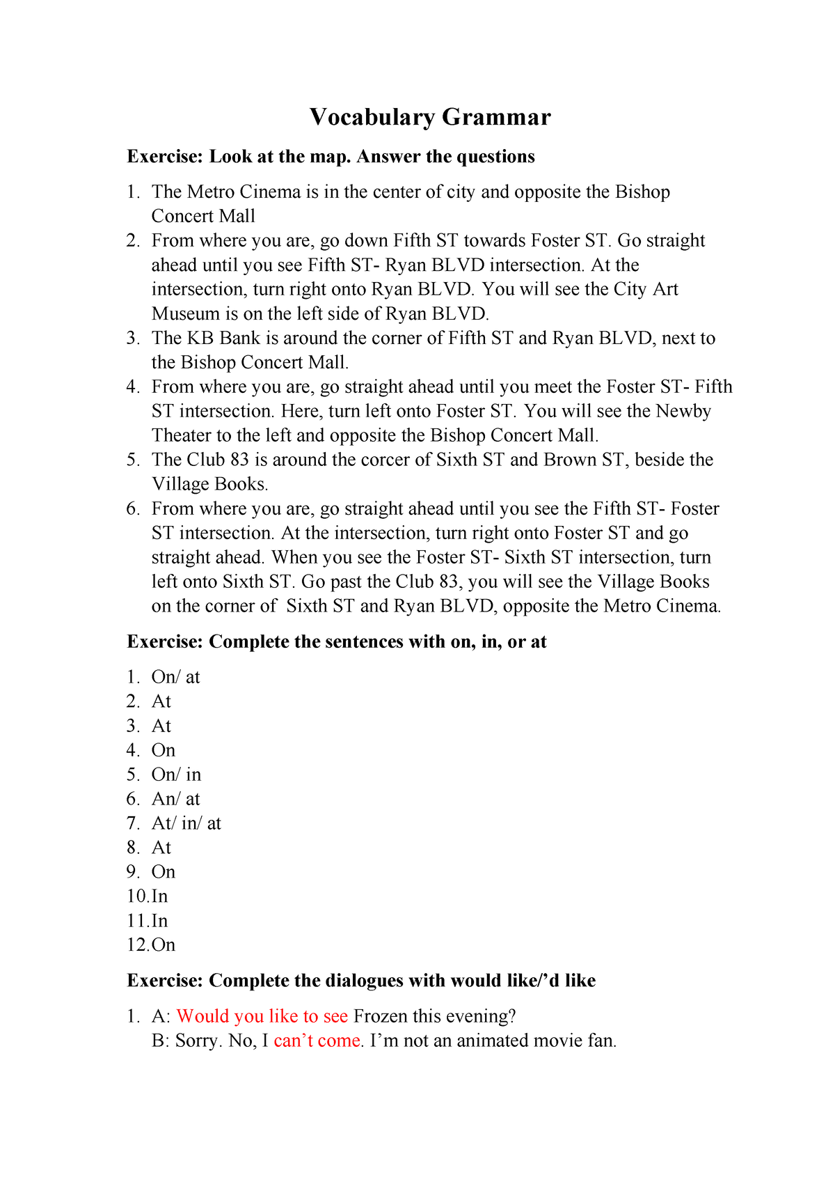 B2.2 Unit 2 Vocabulary Grammar - Vocabulary Grammar Exercise: Look At ...