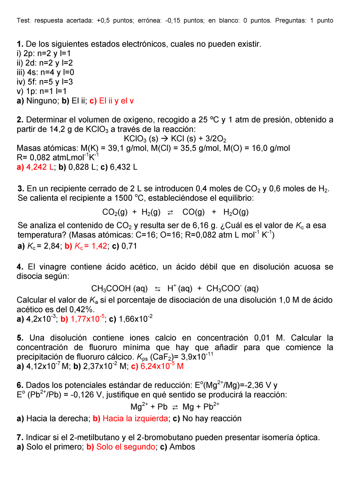 Examen 15 Preguntas Y Respuestas Test Respuesta Acertada 0 5 Puntos Erronea 0 15 Puntos Studocu