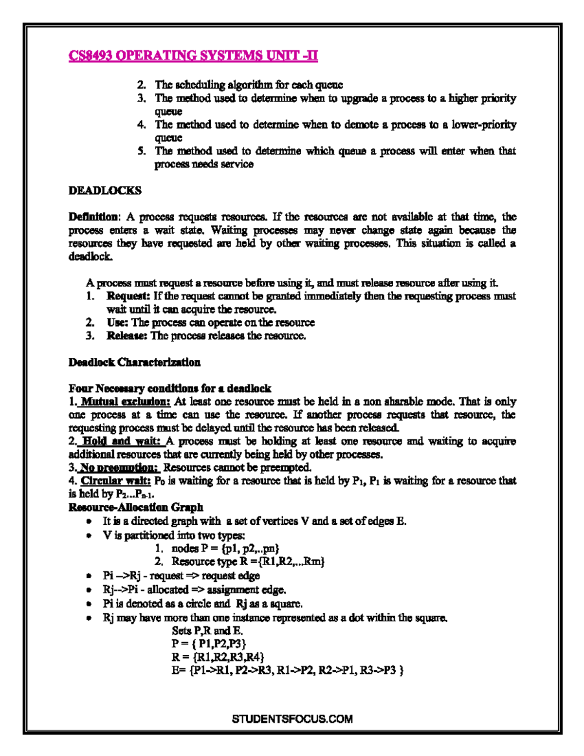 Deadlock Computer Applications Studocu