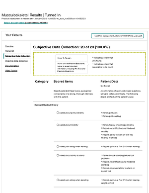 Muscloskeletal Assessment (Upper and Lower) Handout - ASSESSMENT OF ...
