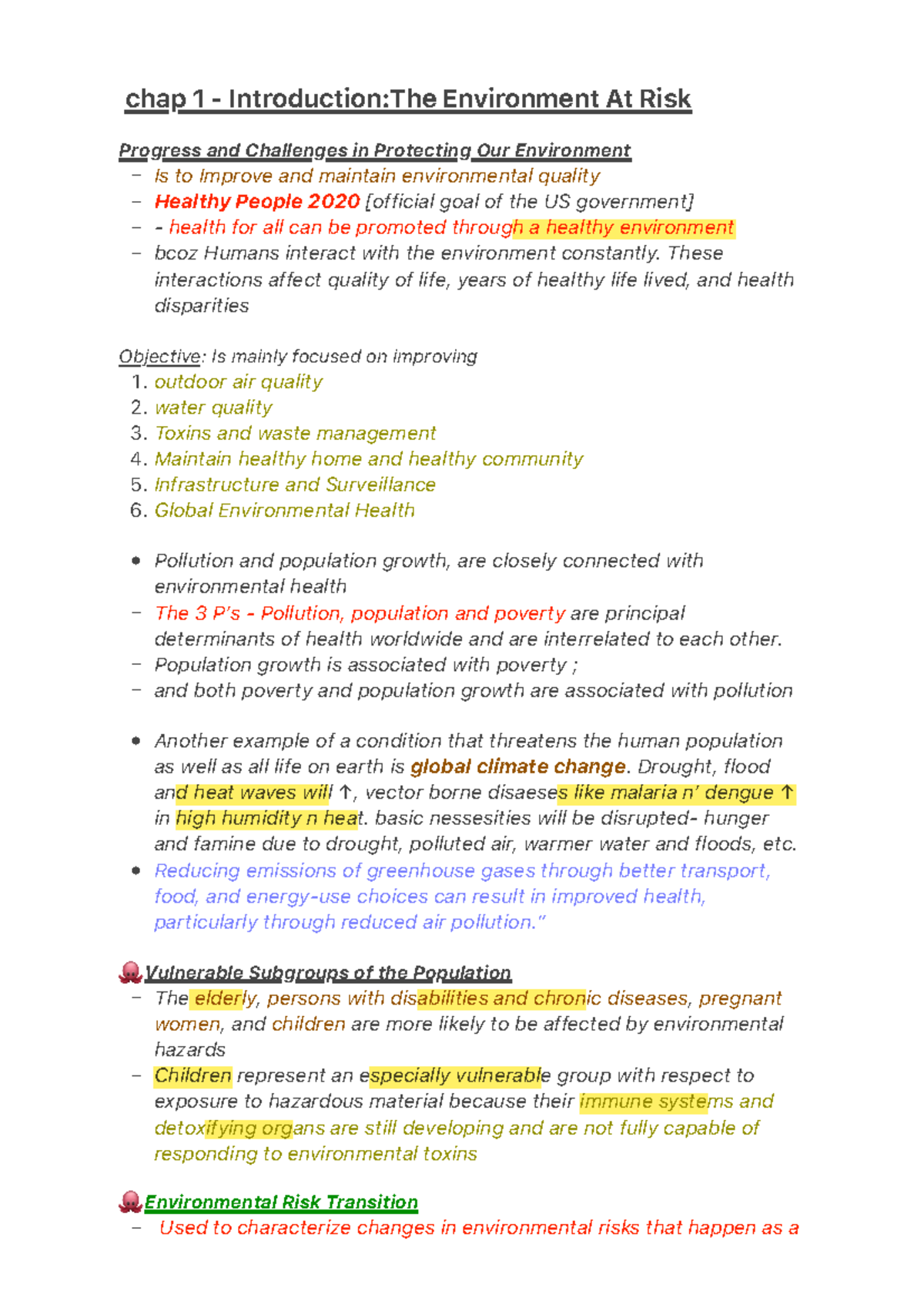 Chap 1 - Introduction The Environment At Risk - – – – – 1. 2. 3. 4. 5 ...
