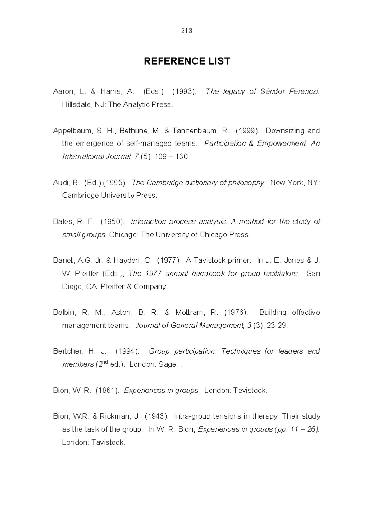Reference lisa Organizational Behavior - REFERENCE LIST Aaron, L ...