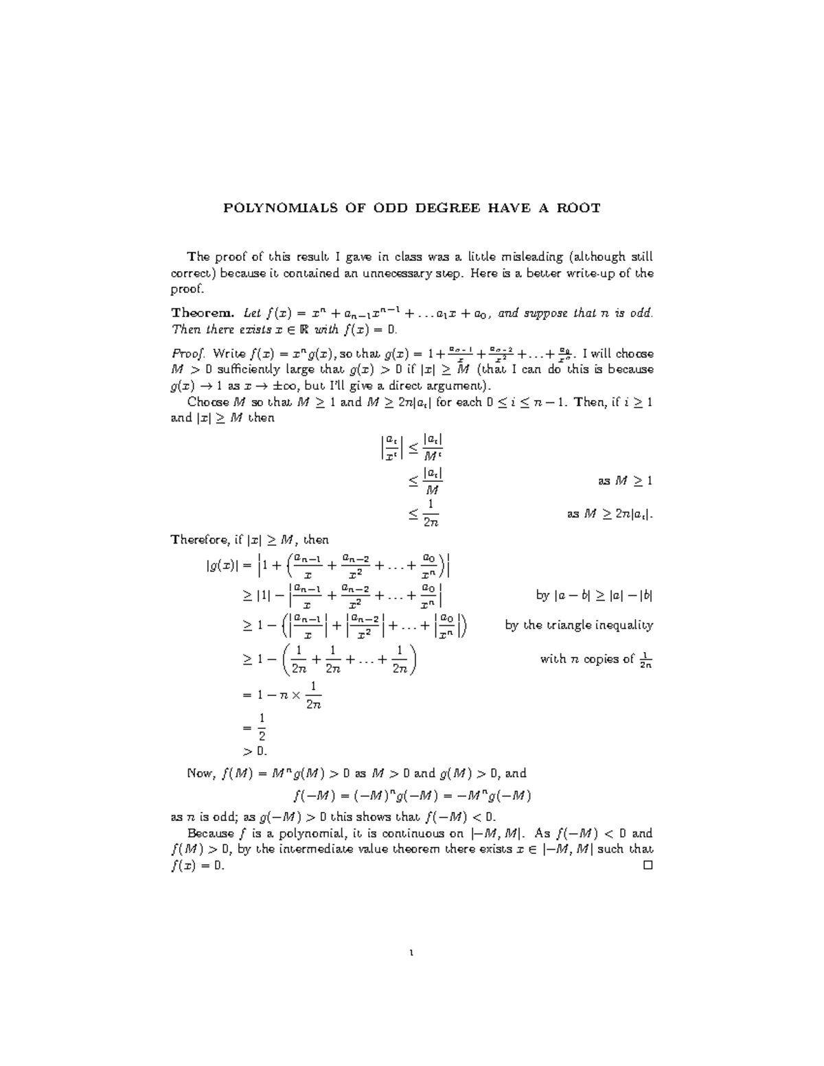 Polynomials of Odd Degree Review Sheet - POLYNOMIALS OF ODD DEGREE HAVE ...