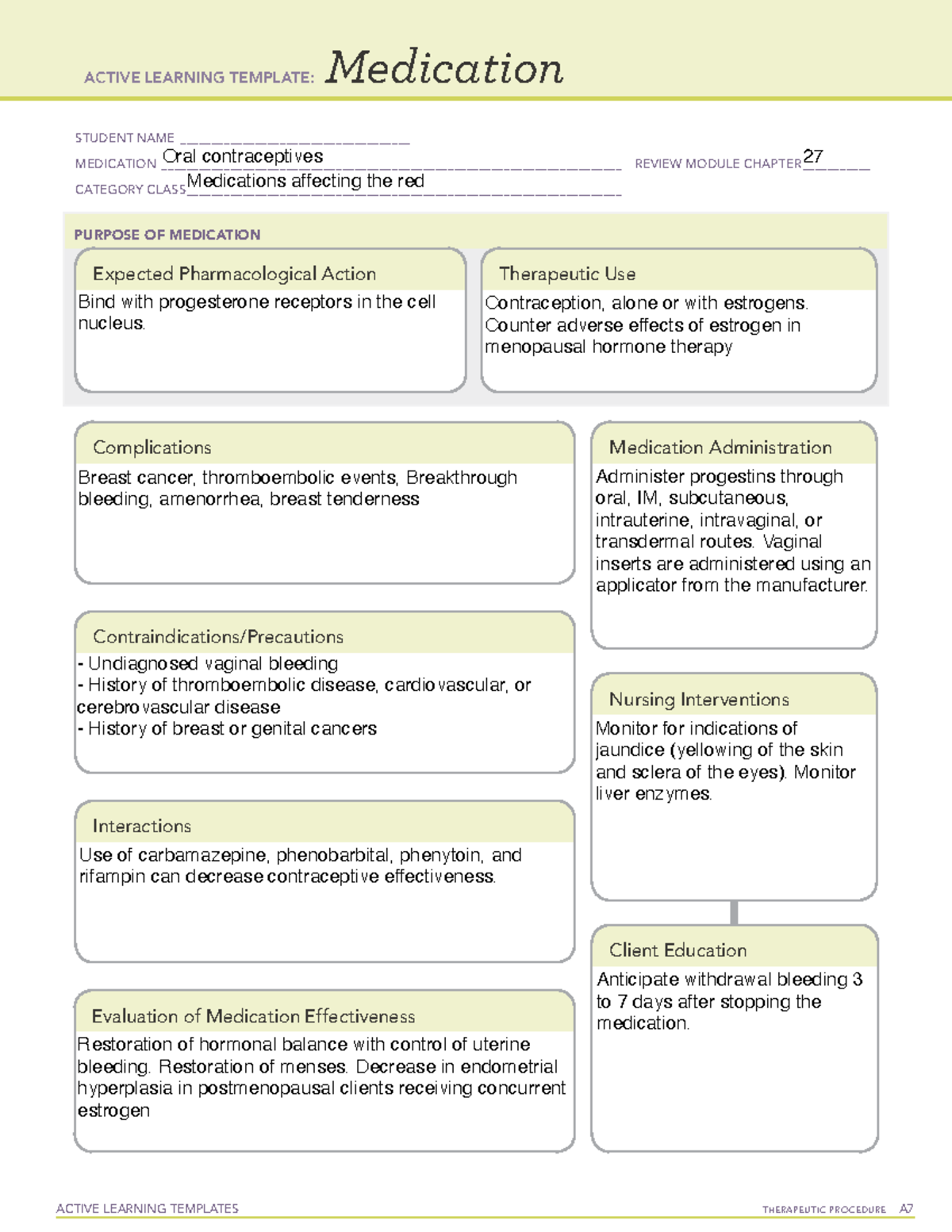 Active Learning Template Medication-9 - Active Learning Templates 