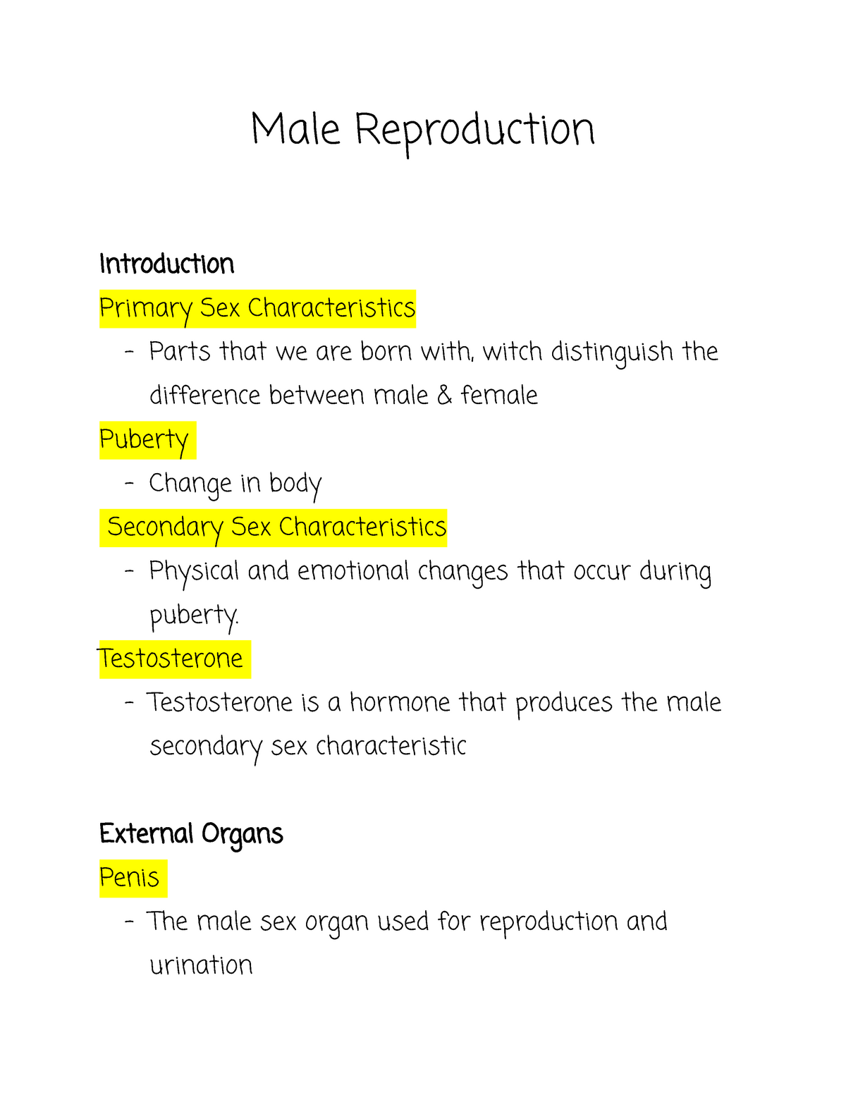 Male Reproduction Male Reproduction Introduction Primary Sex