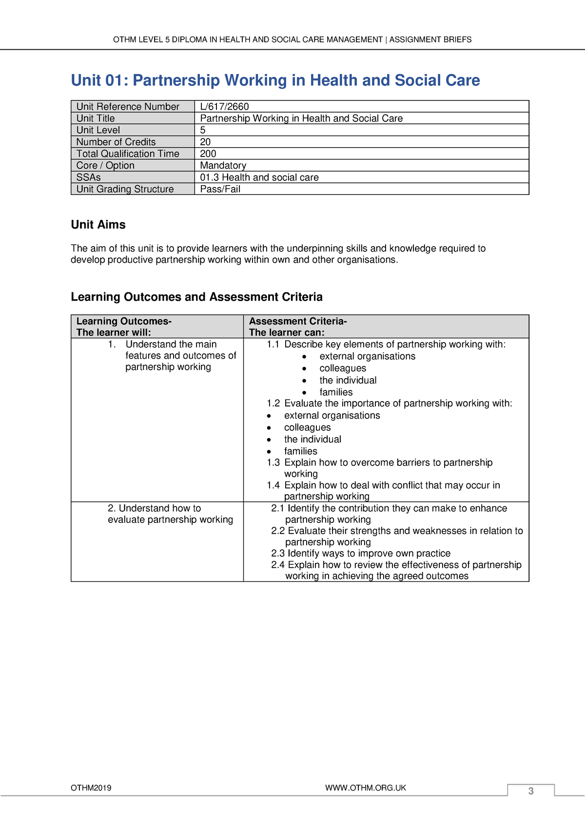 Partnership Working in Health and Social Care - OTHM LEVEL 5 DIPLOMA IN ...